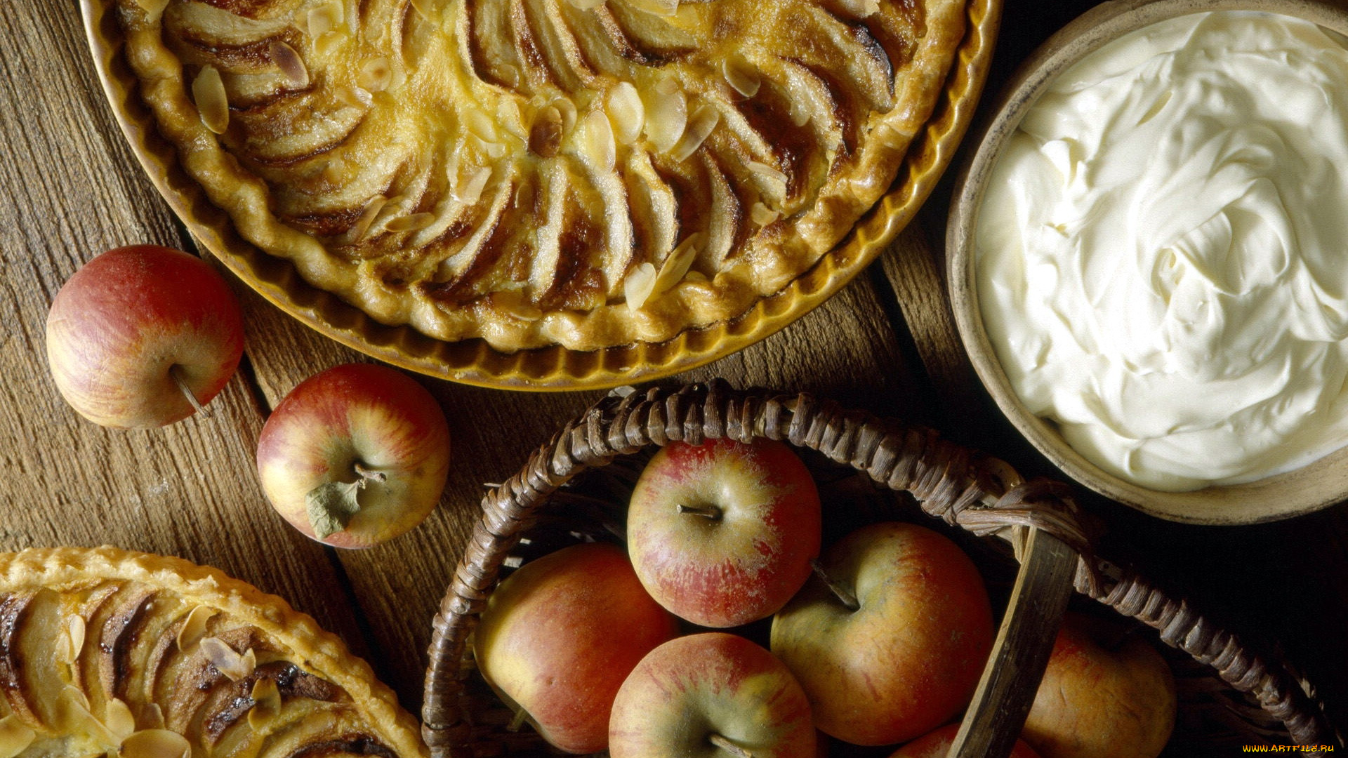 еда, пироги, яблоки, яблочный, пай