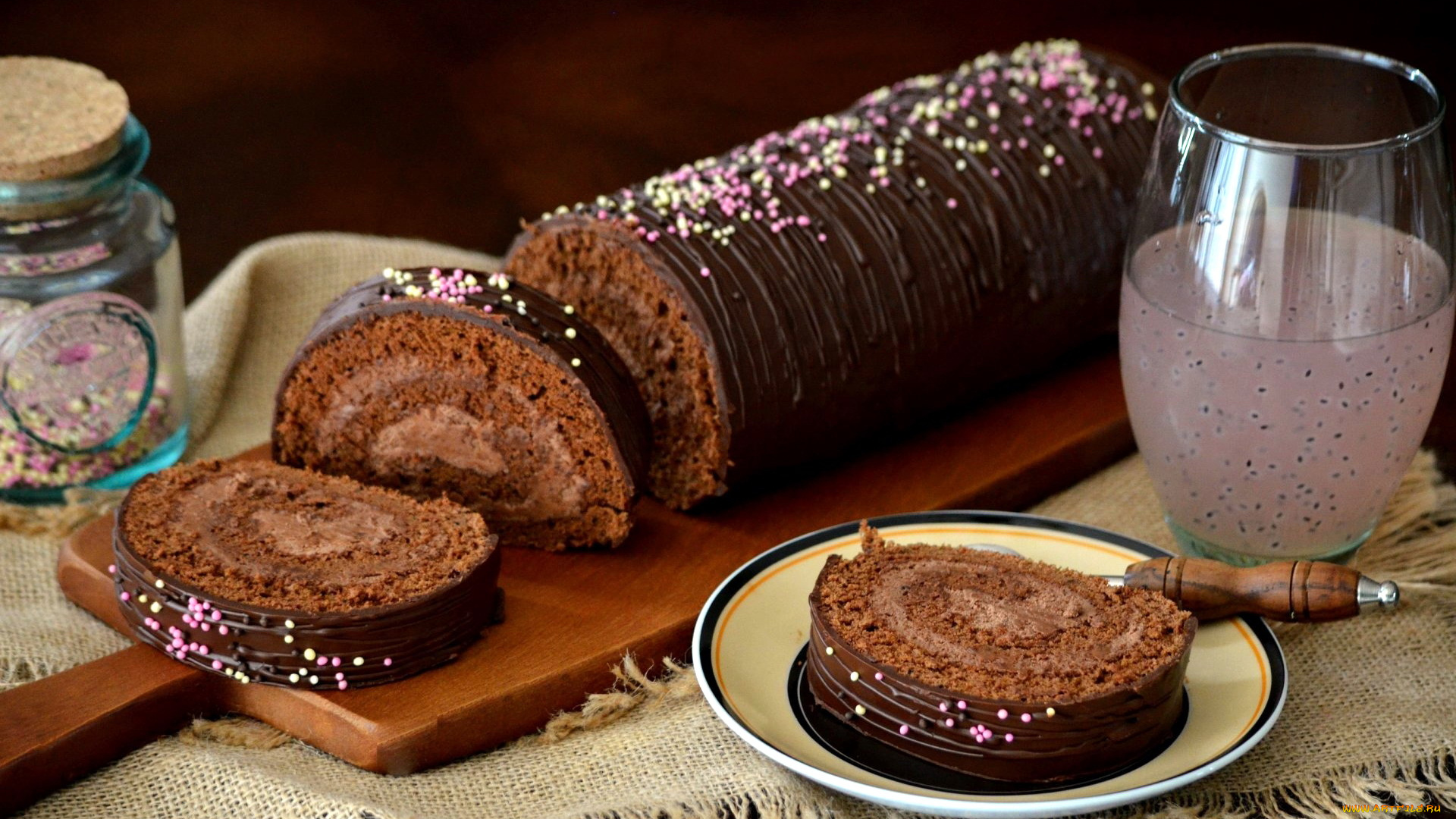 еда, пирожные, , кексы, , печенье, шоколадный, рулет, крем