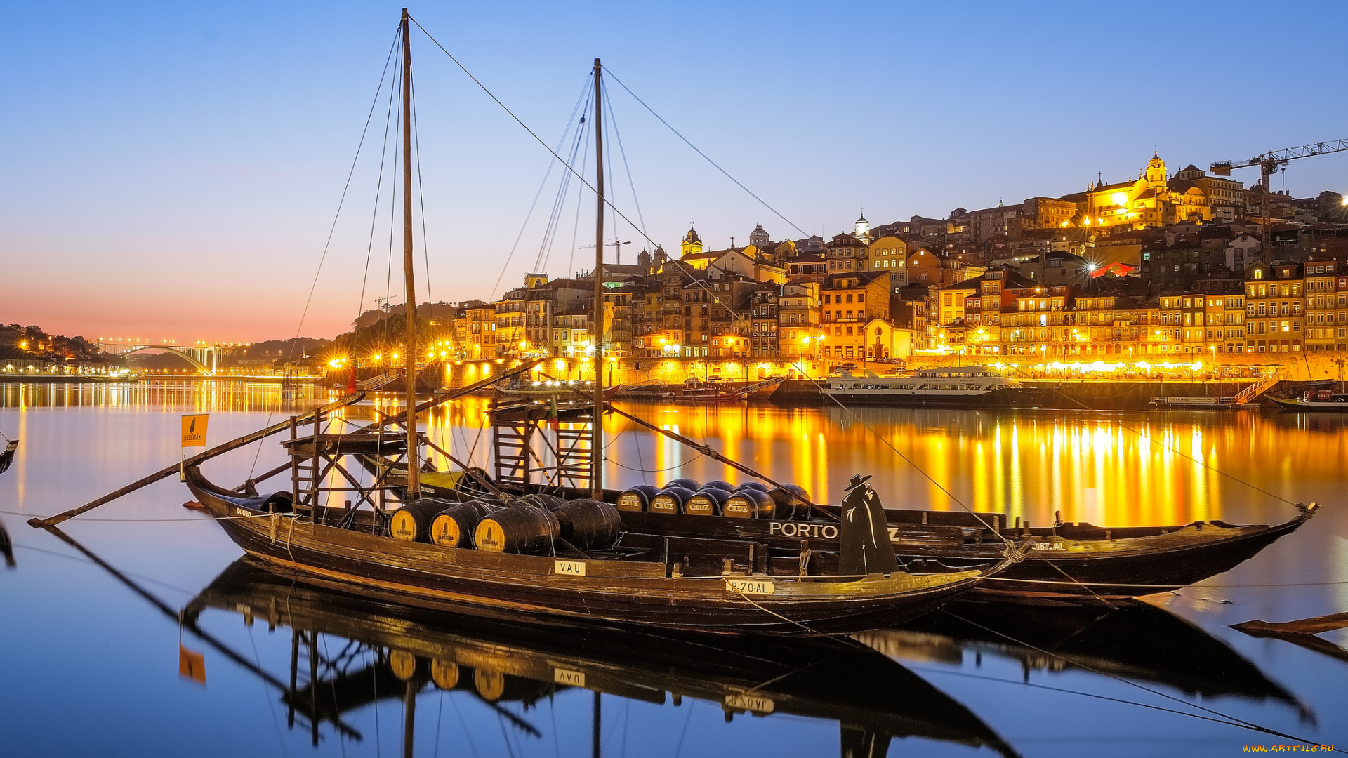 корабли, другое, река, рассвет