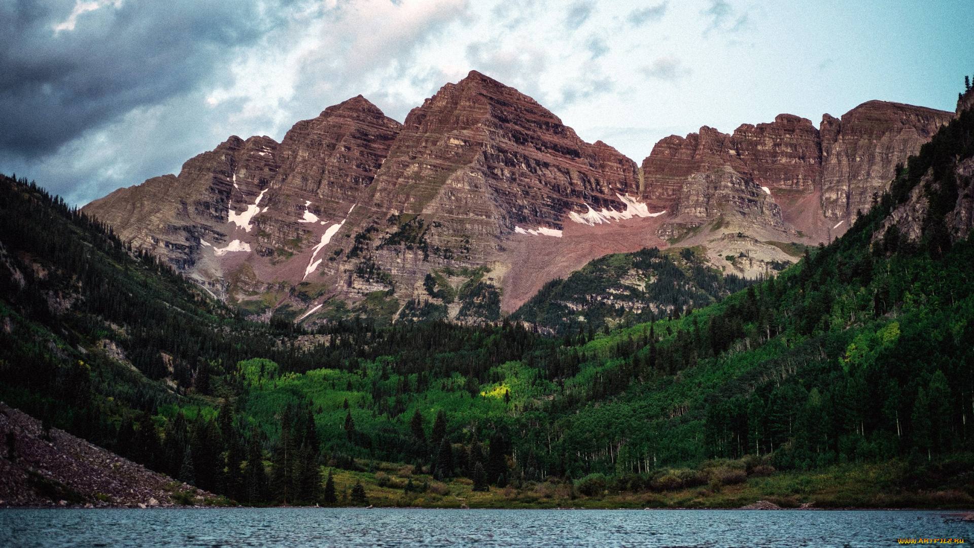 природа, горы, озеро, лес