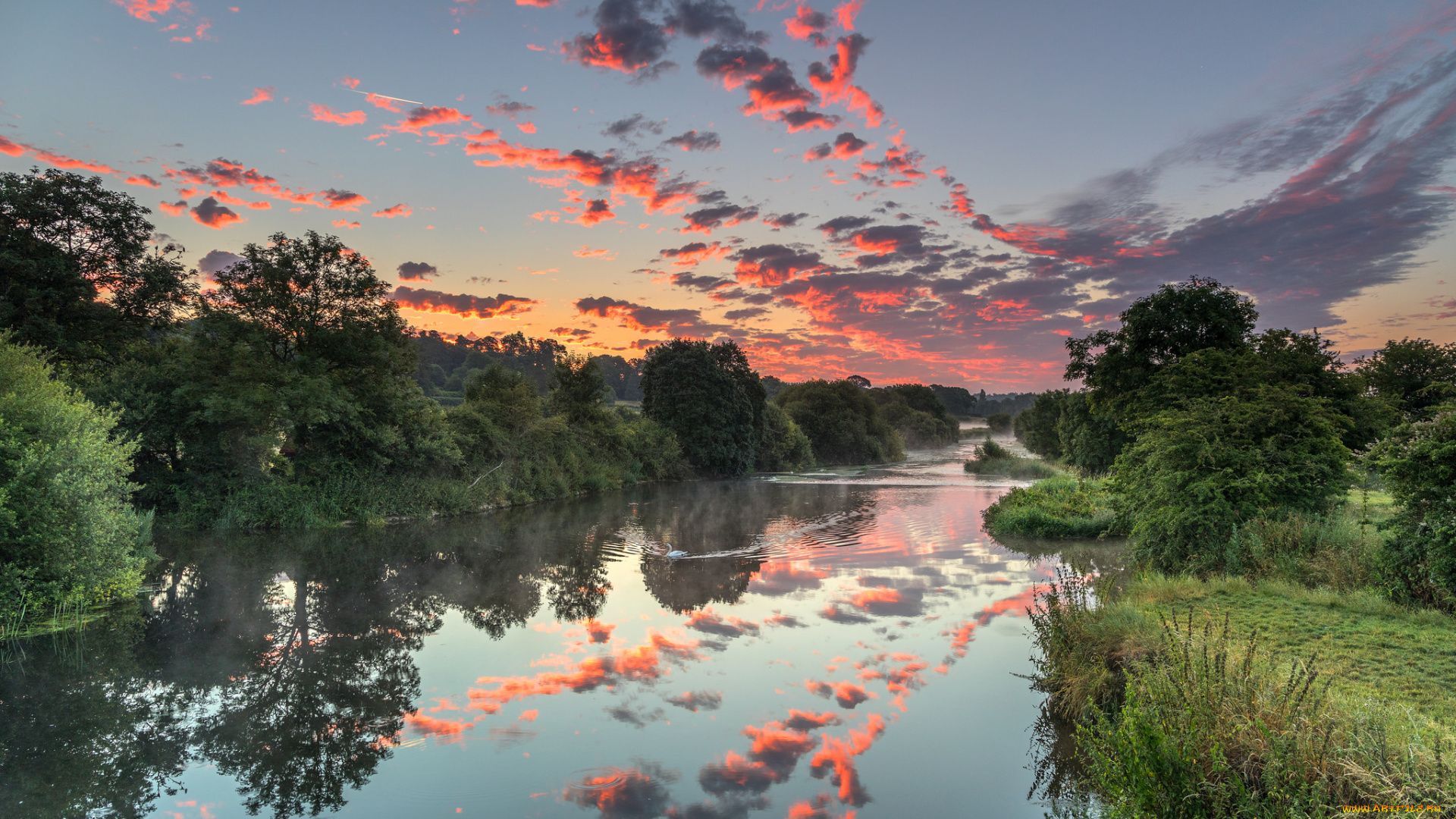 природа, реки, озера, рассвет