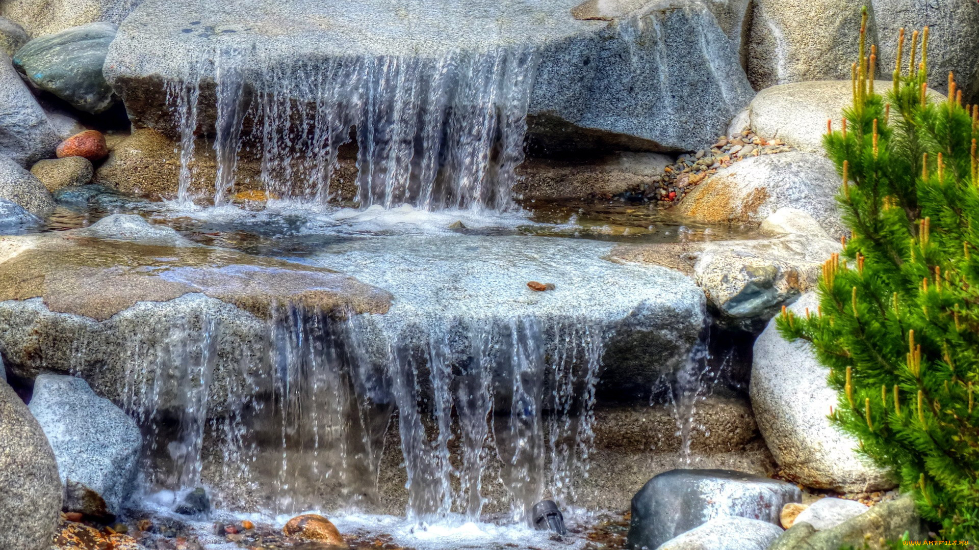 природа, водопады, водопад, камни
