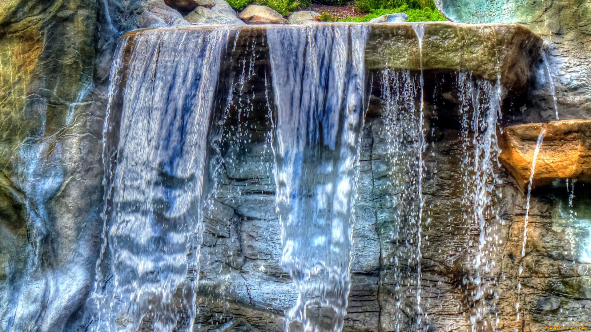 природа, водопады, водопад, камни