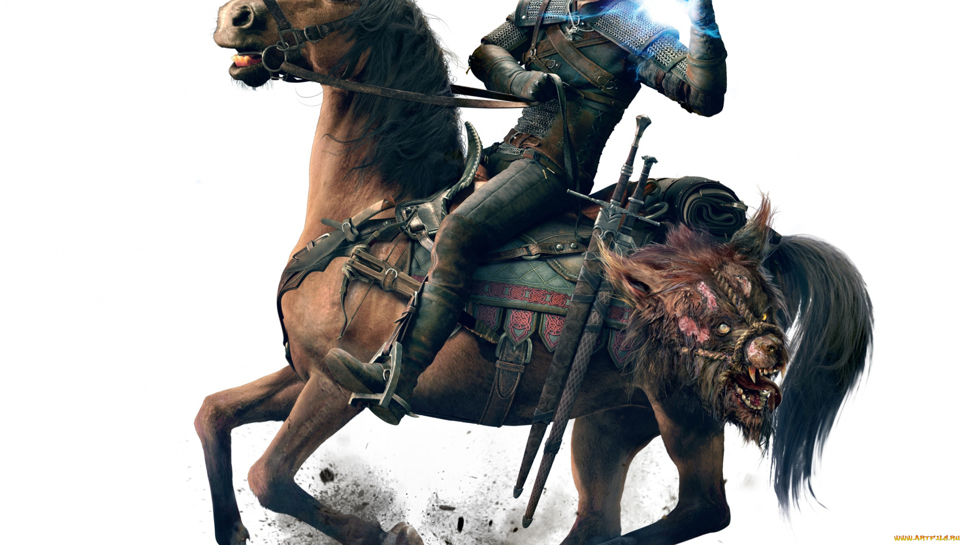 видео, игры, the, witcher, 3, , wild, hunt, ведьмак, лошадь, мечи, голова, монстр, всадник
