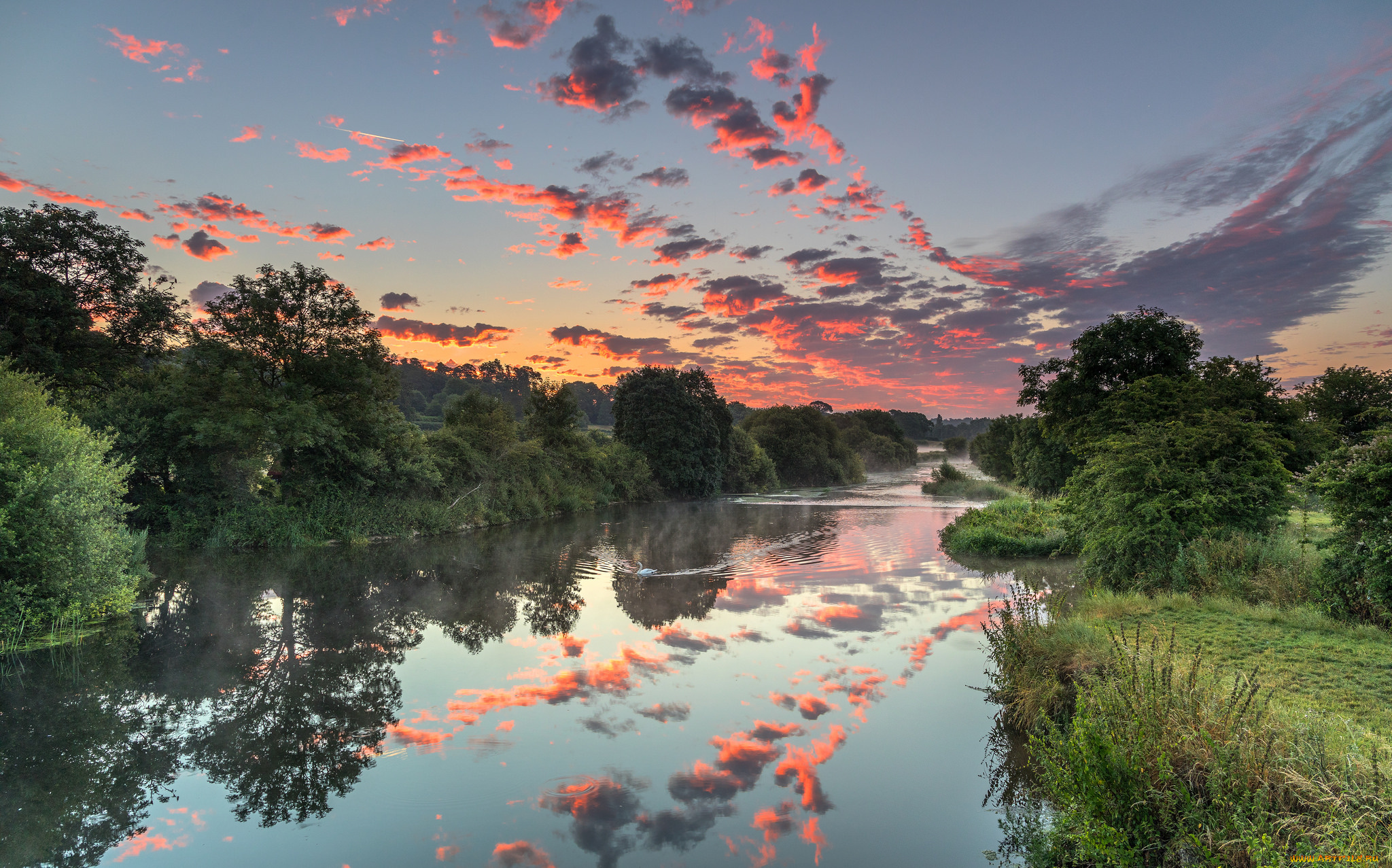природа, реки, озера, рассвет