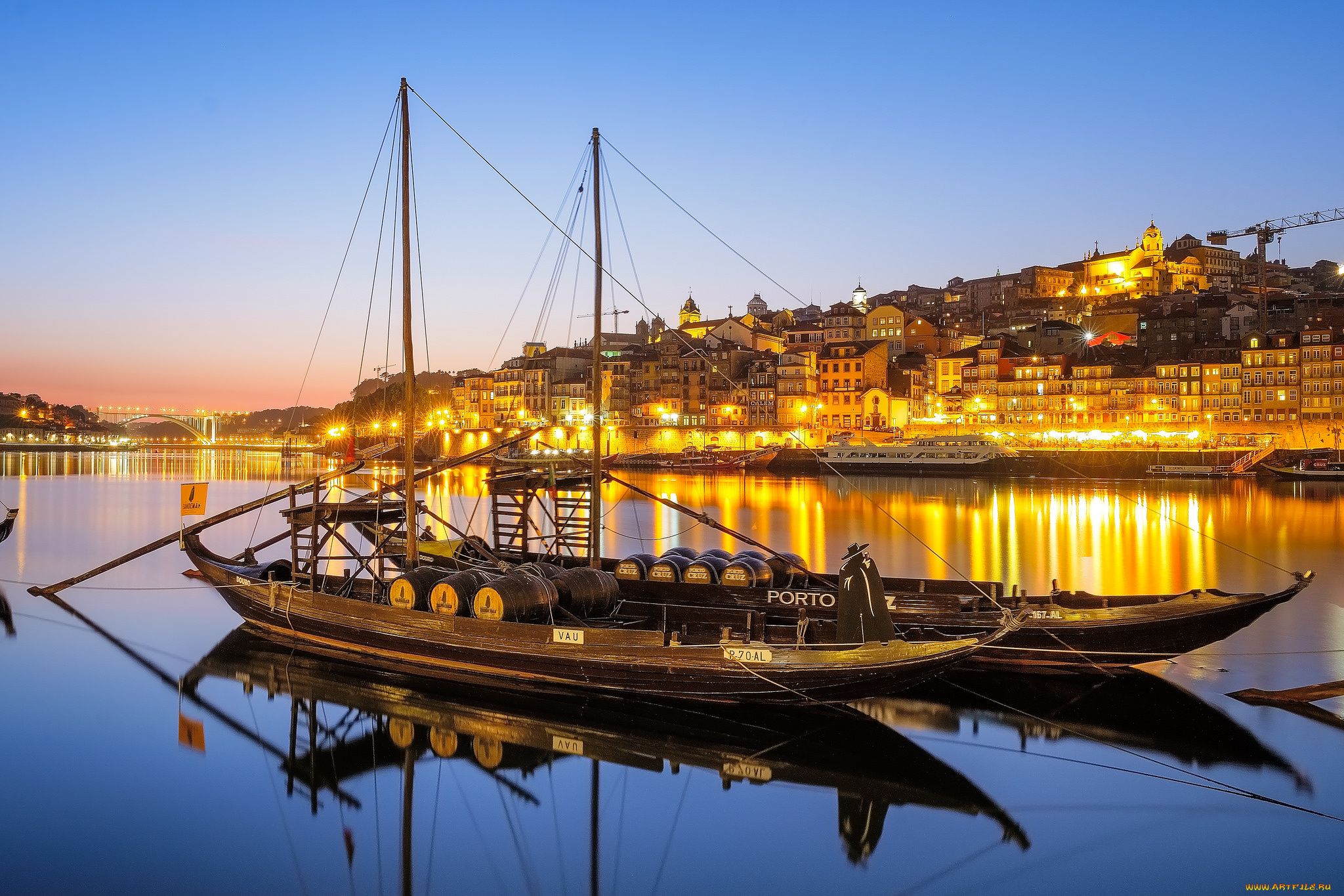 корабли, другое, река, рассвет