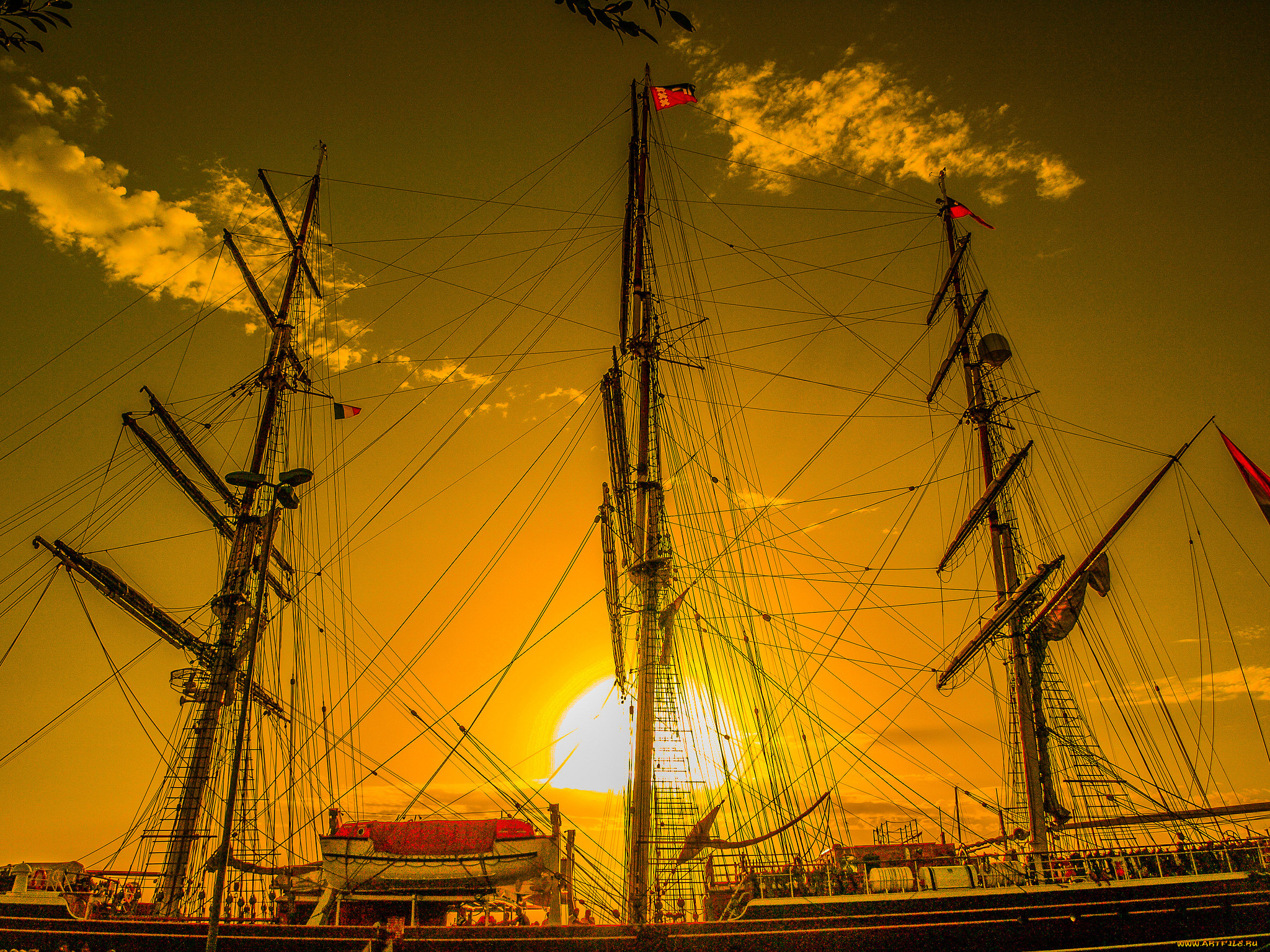 корабли, парусники, паруса, мачты