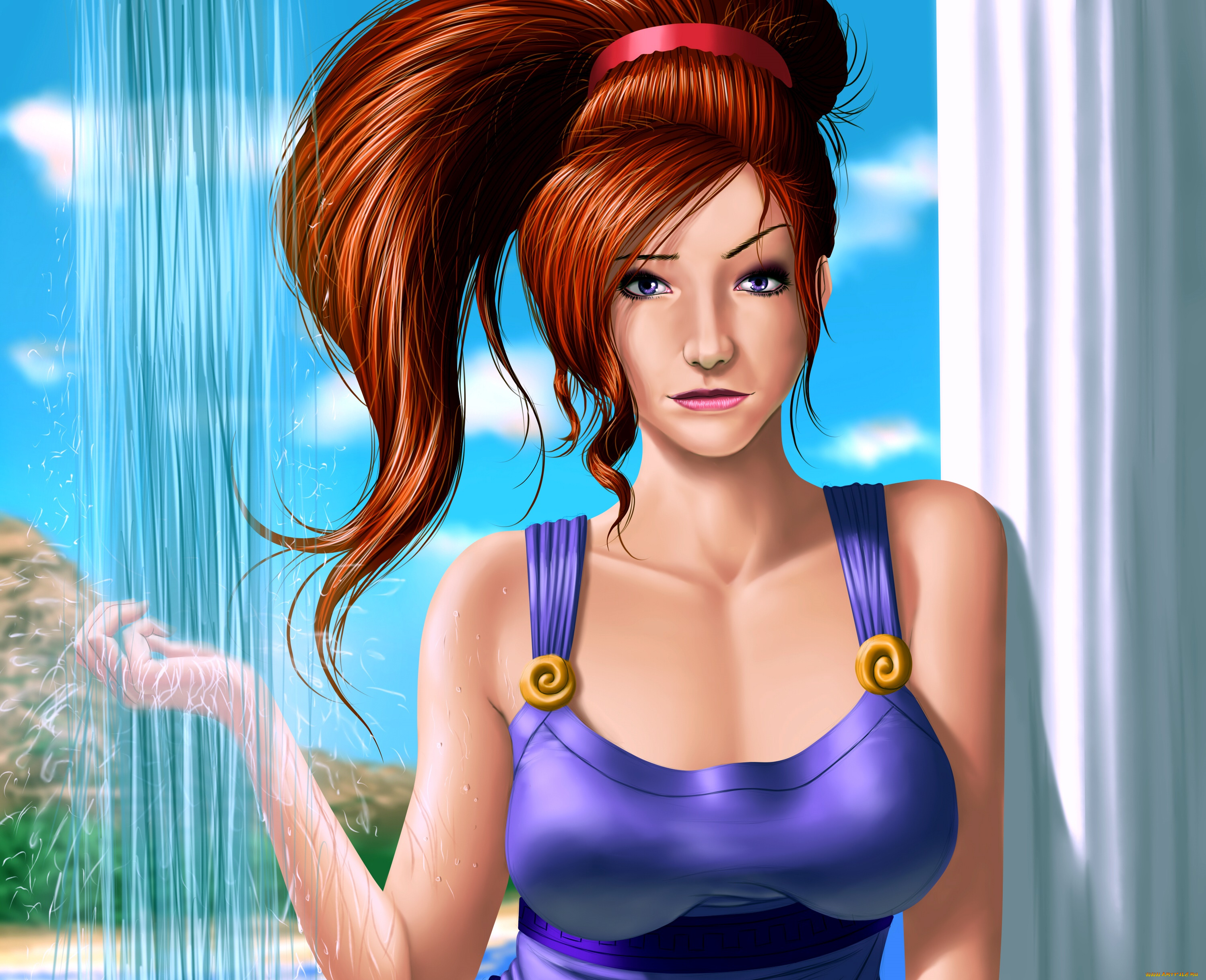 рисованное, люди, девушка, взгляд, фон