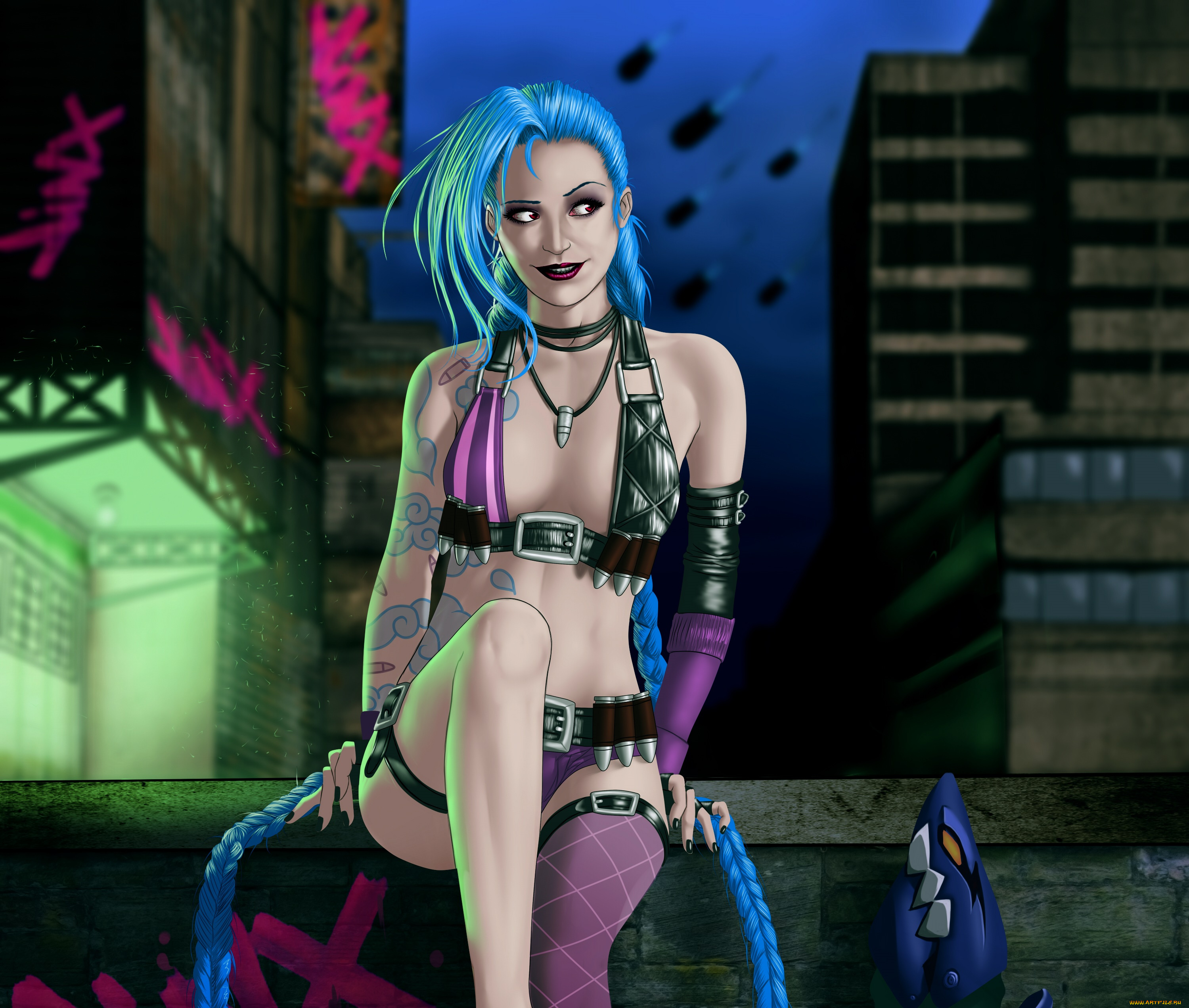 рисованное, люди, фон, взгляд, девушка, jinx