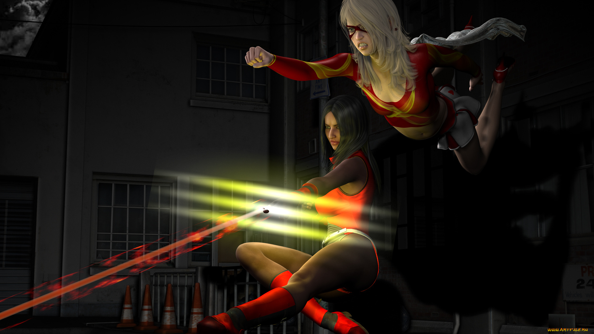 3д, графика, фантазия, , fantasy, девушки, взгляд, фон