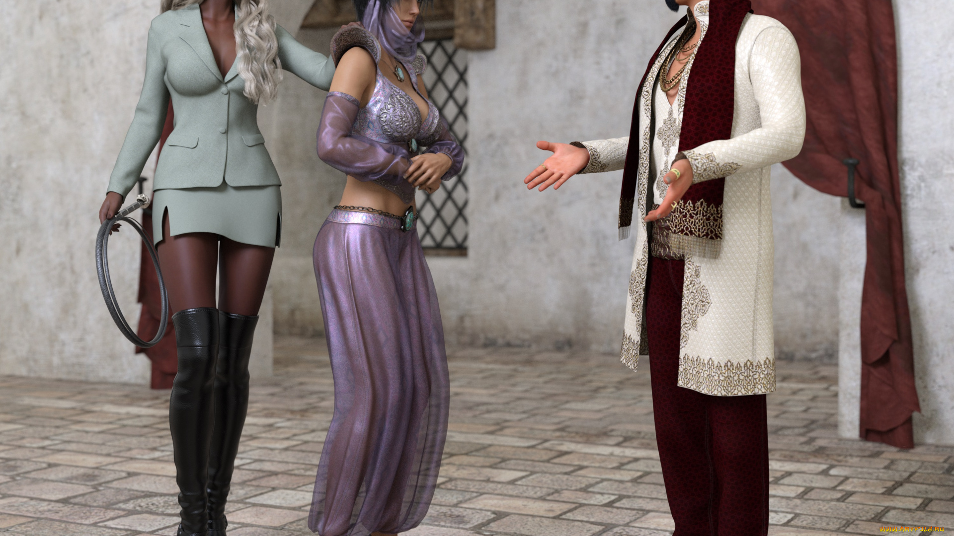 3д, графика, фантазия, , fantasy, фон, взгляд, девушки