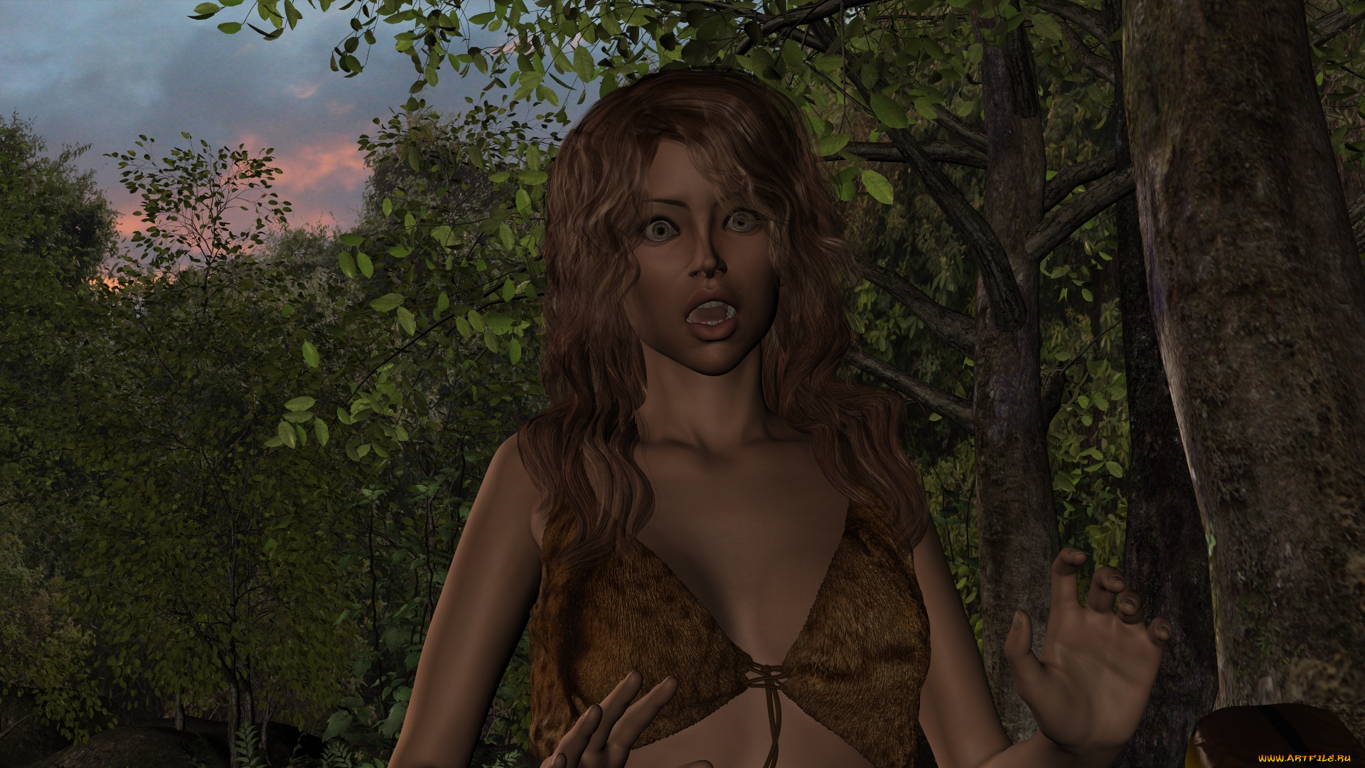 3д, графика, фантазия, , fantasy, фон, взгляд, девушка