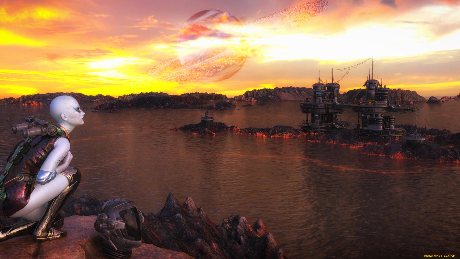 3д, графика, фантазия, , fantasy, фон, взгляд, девушка