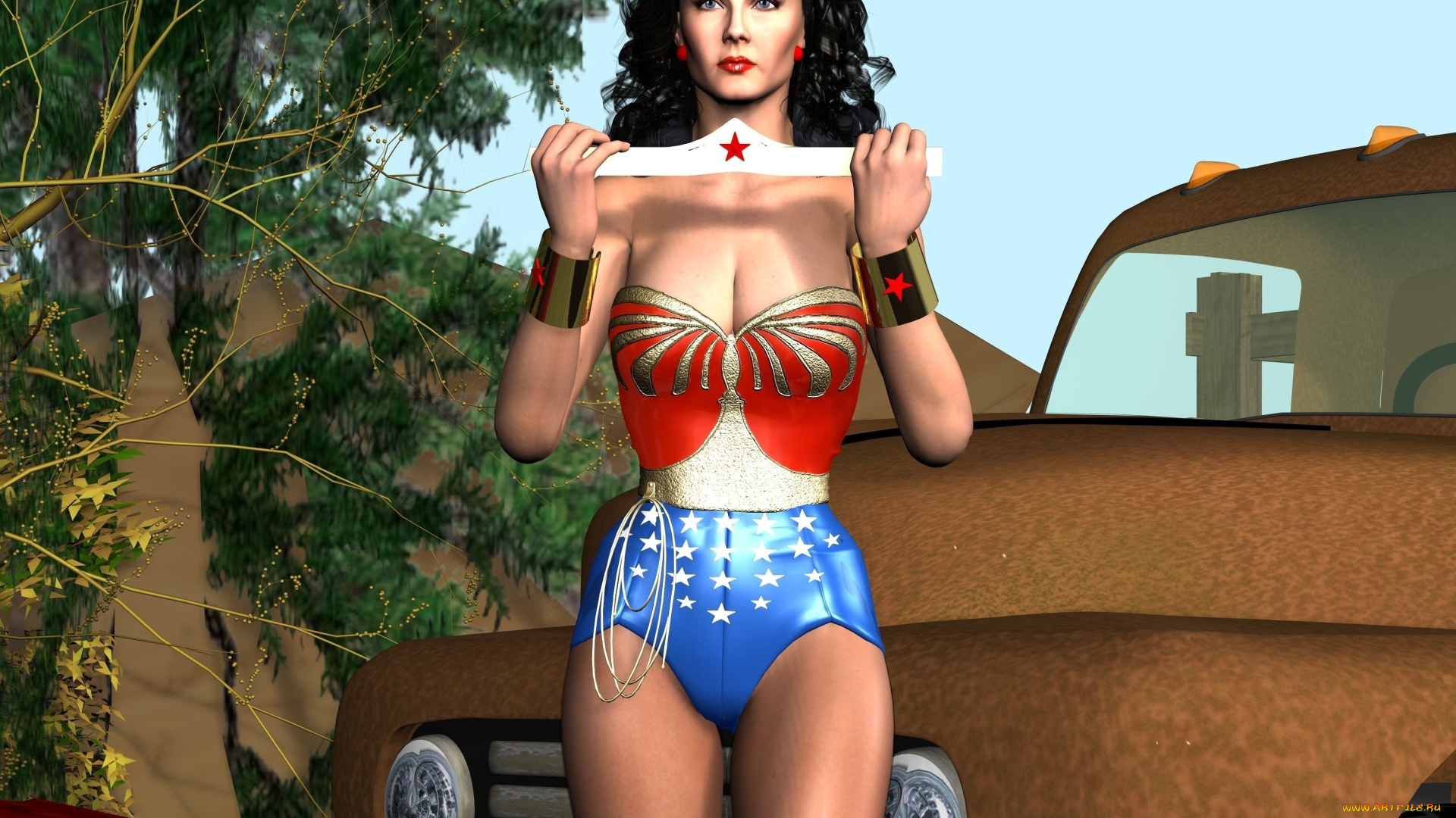 3д, графика, люди-авто, мото, , people-, car, , , moto, фон, взгляд, девушка