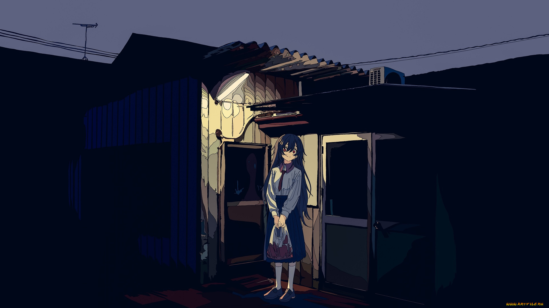 аниме, город, , улицы, , интерьер, , здания, девушка