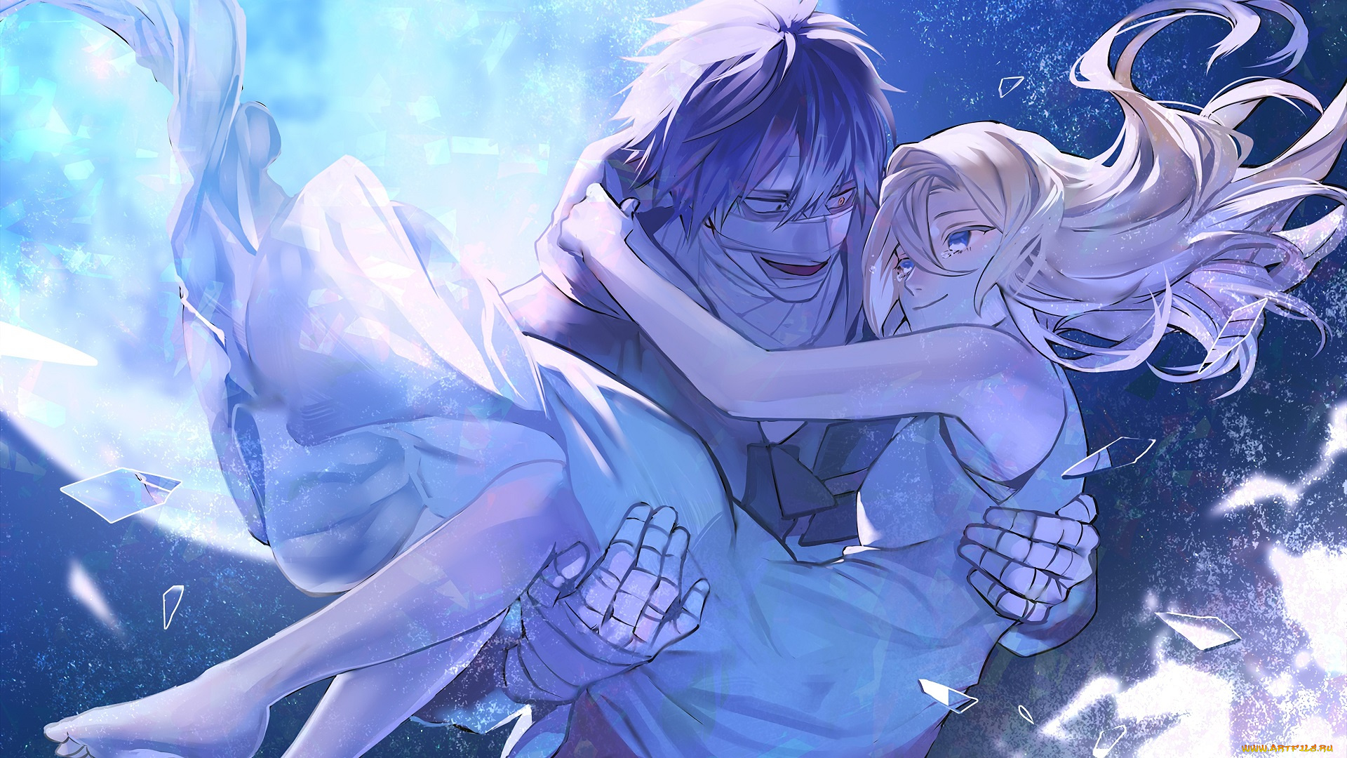 аниме, satsuriku, no, tenshi, satsuriku, no, tenshi, ангел, кровопролития, парень, девушка