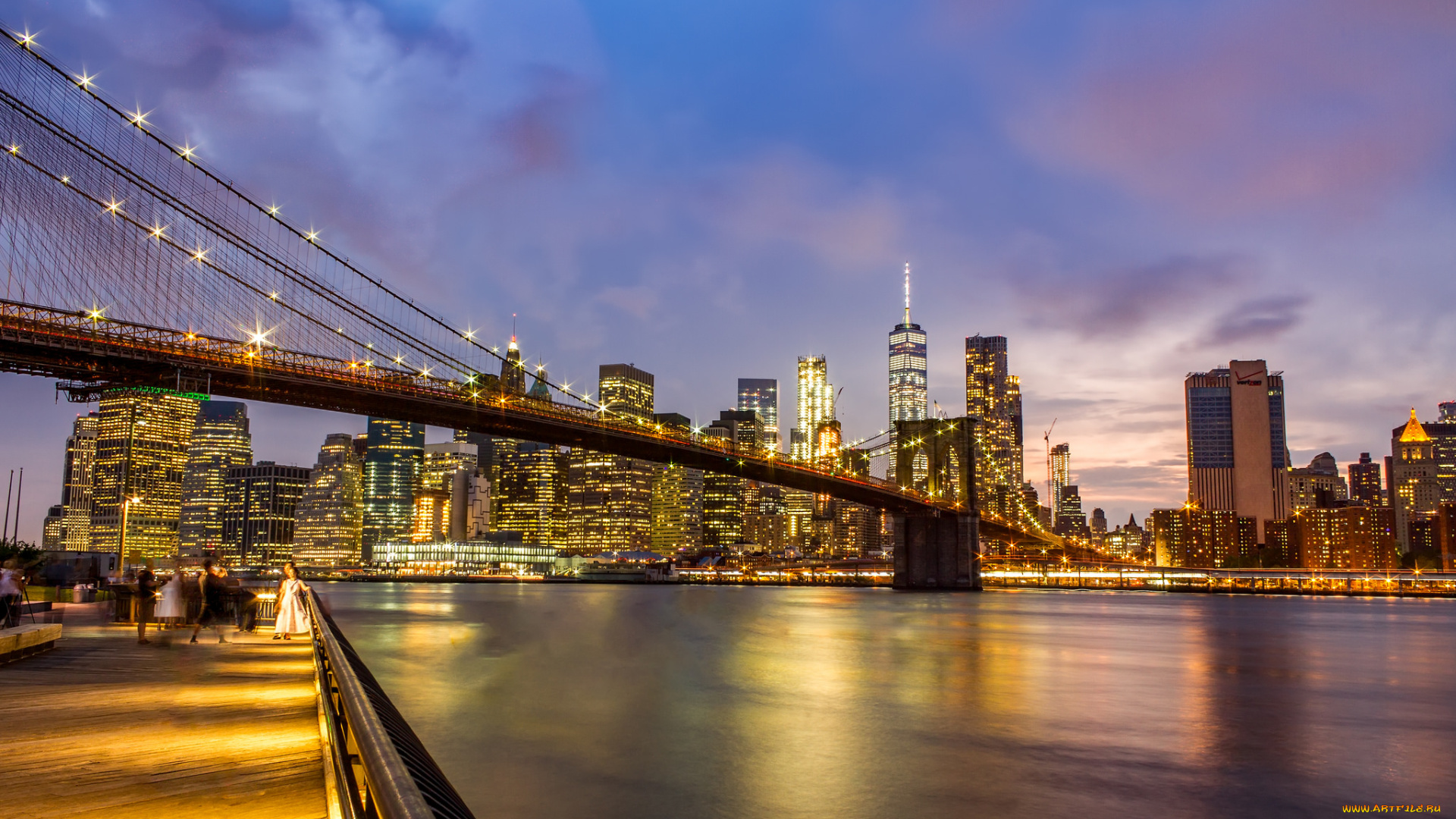 brooklyn, bridge, города, нью-йорк, , сша, простор