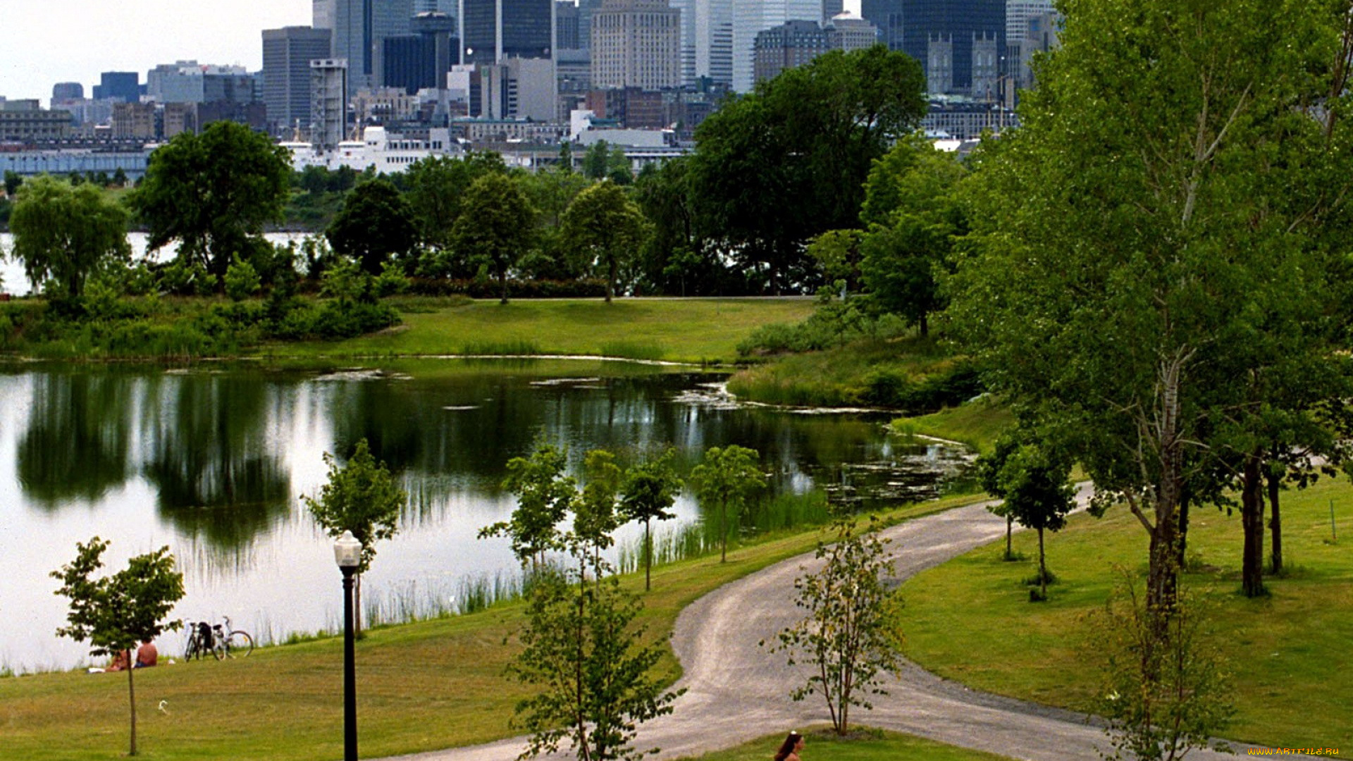 города, монреаль, , канада, парк, озеро