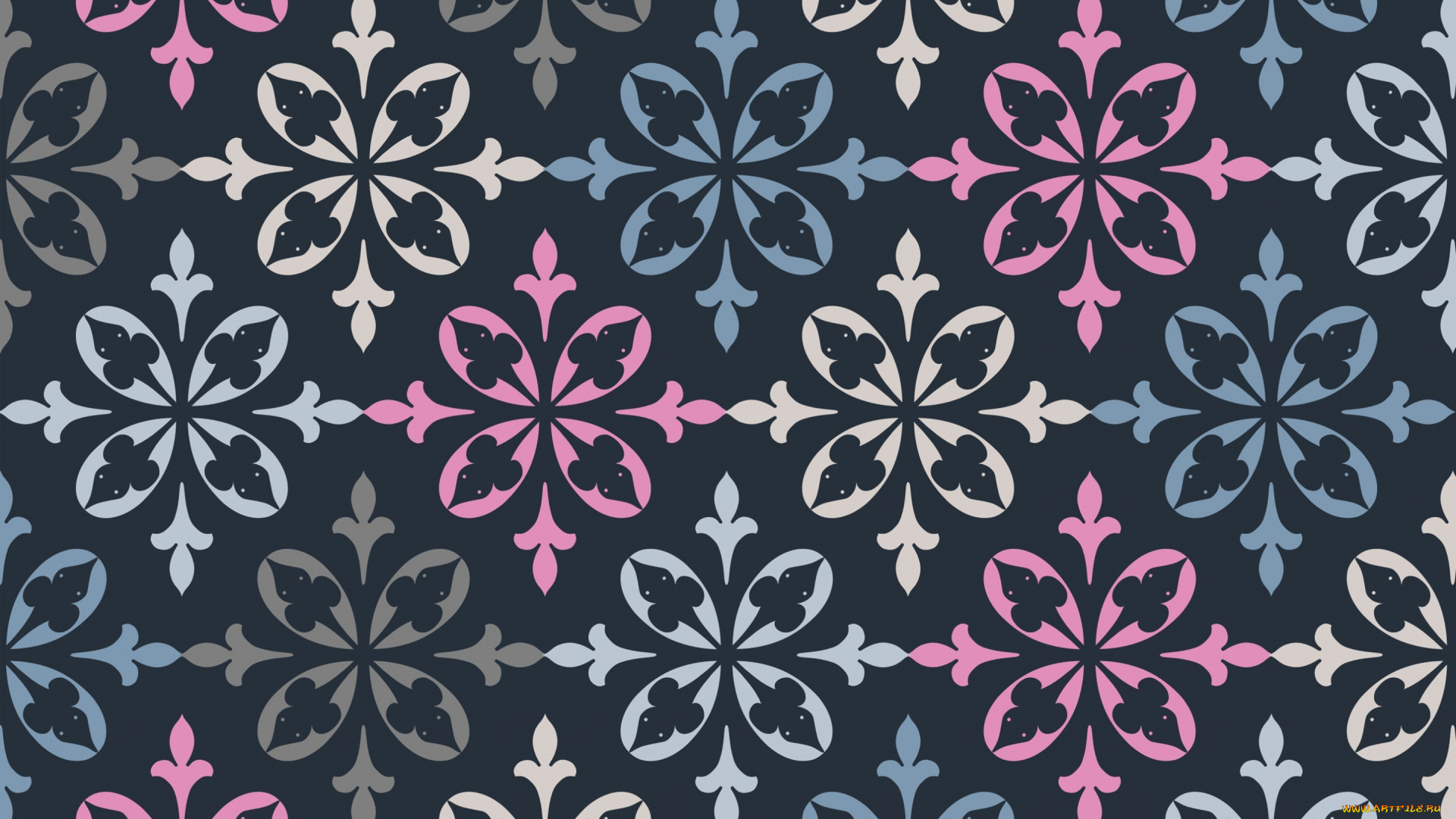 векторная, графика, графика, , graphics, синий, фон, узор, текстура, орнамент, цветы, ретро