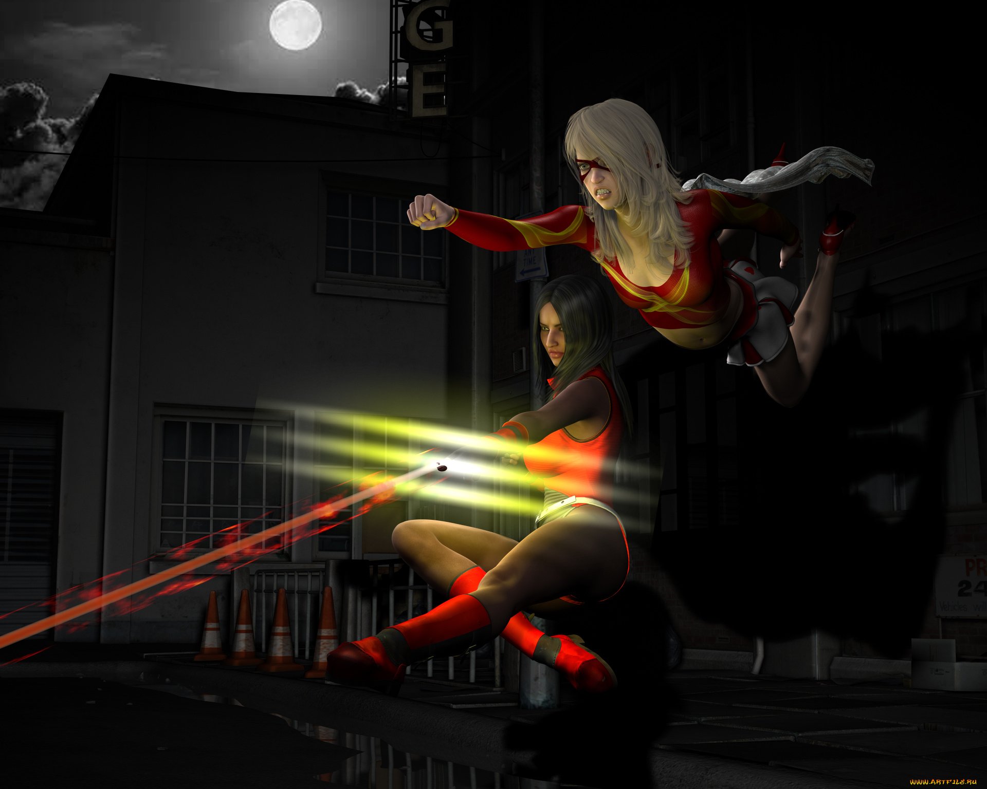 3д, графика, фантазия, , fantasy, девушки, взгляд, фон