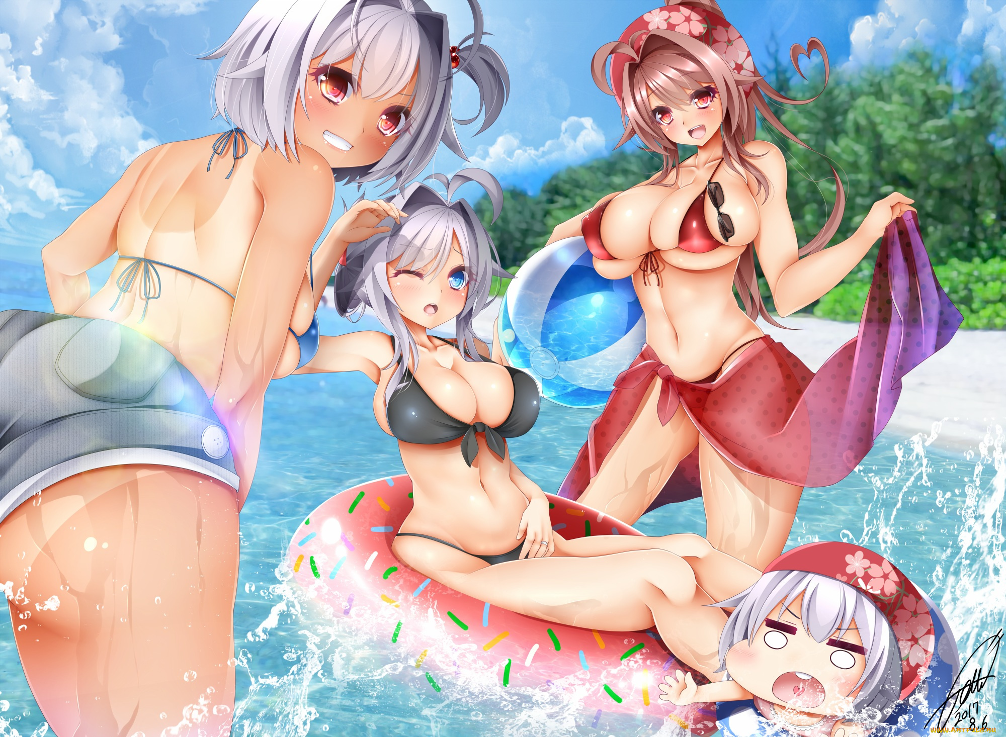 аниме, unknown, , другое, , фон, девушки, взгляд