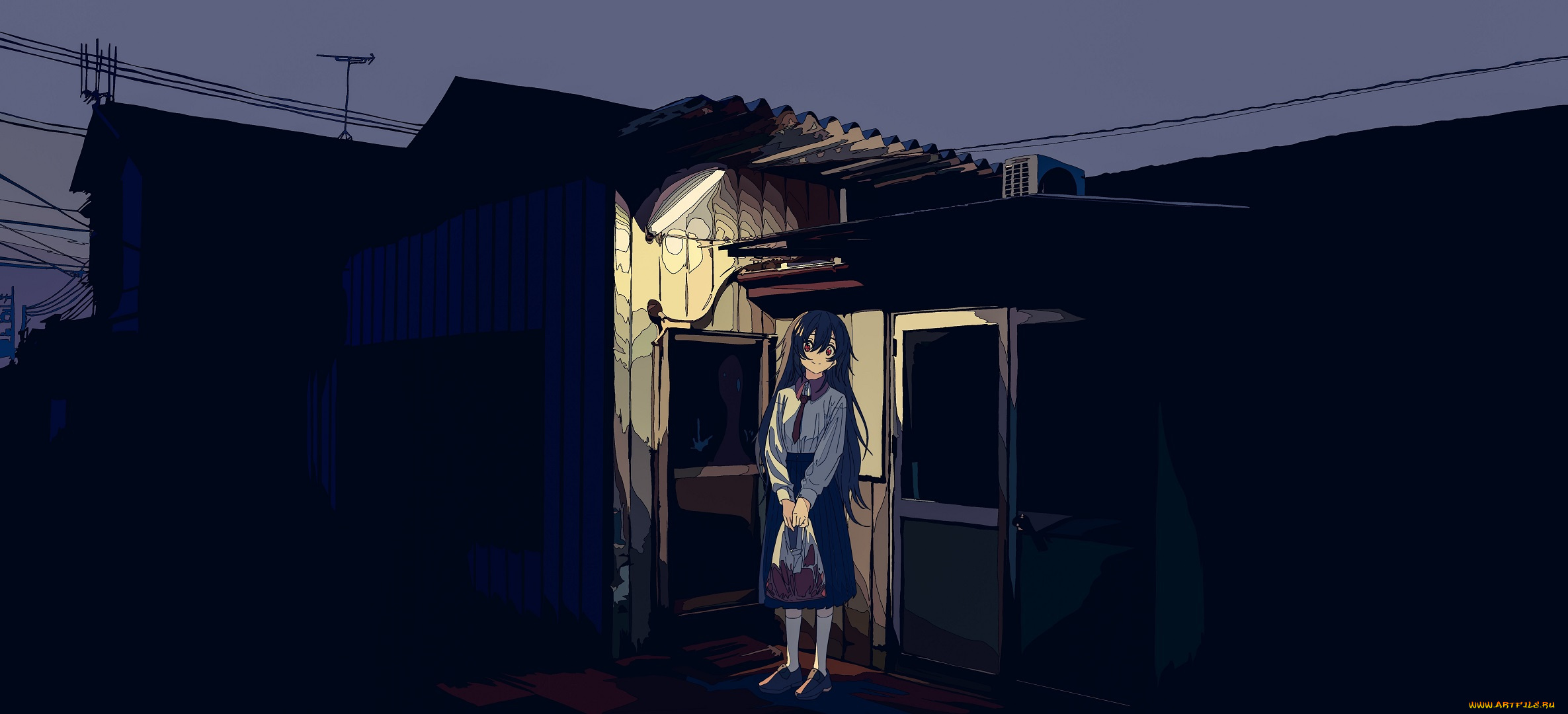 аниме, город, , улицы, , интерьер, , здания, девушка