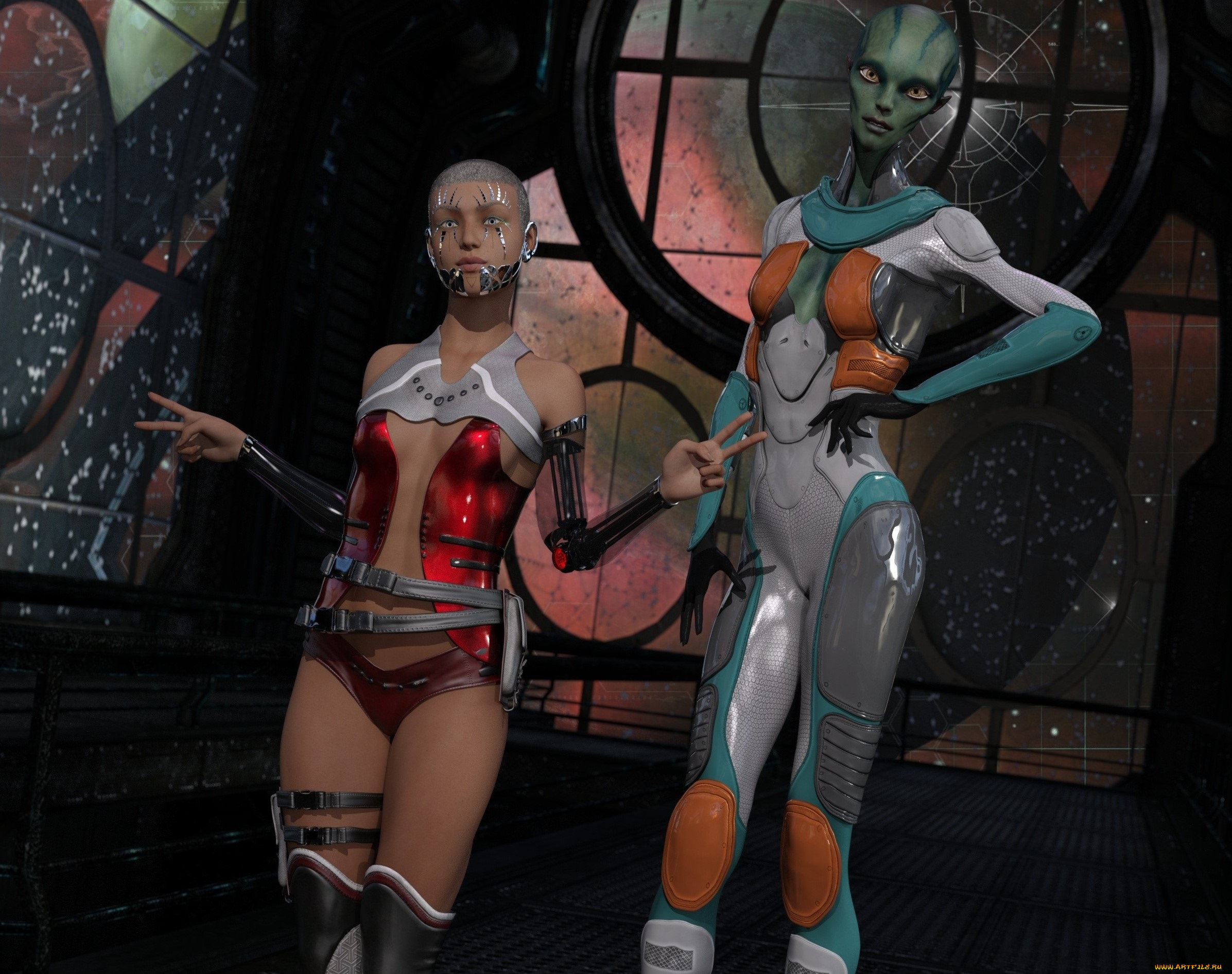 3д, графика, фантазия, , fantasy, взгляд, девушки, фон