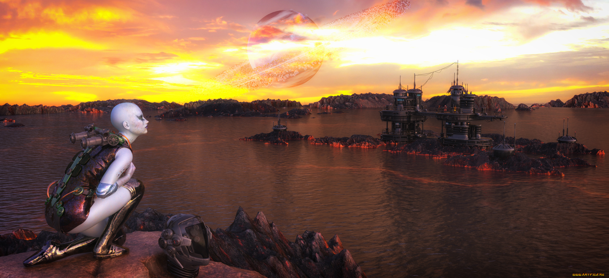 3д, графика, фантазия, , fantasy, фон, взгляд, девушка