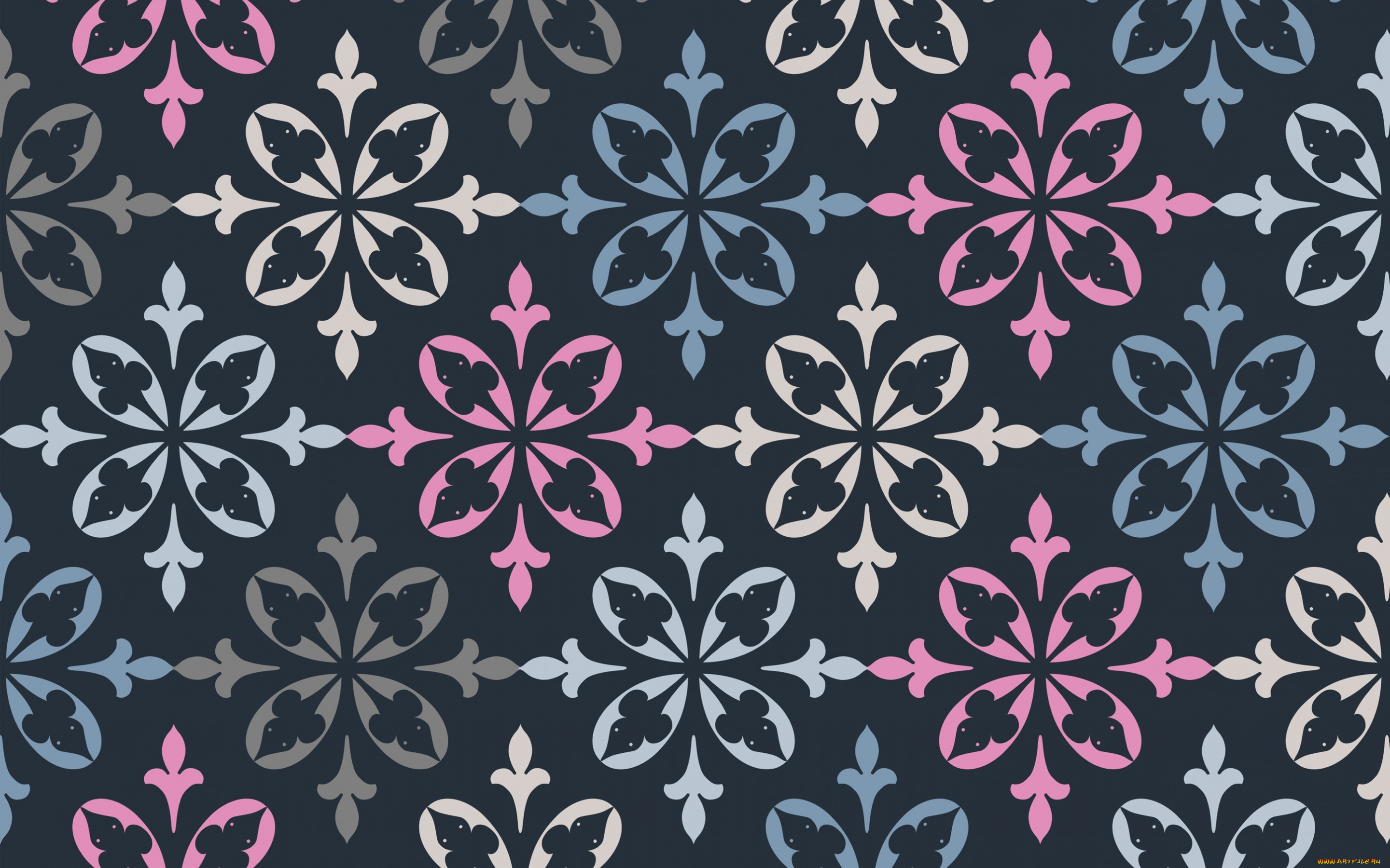 векторная, графика, графика, , graphics, синий, фон, узор, текстура, орнамент, цветы, ретро