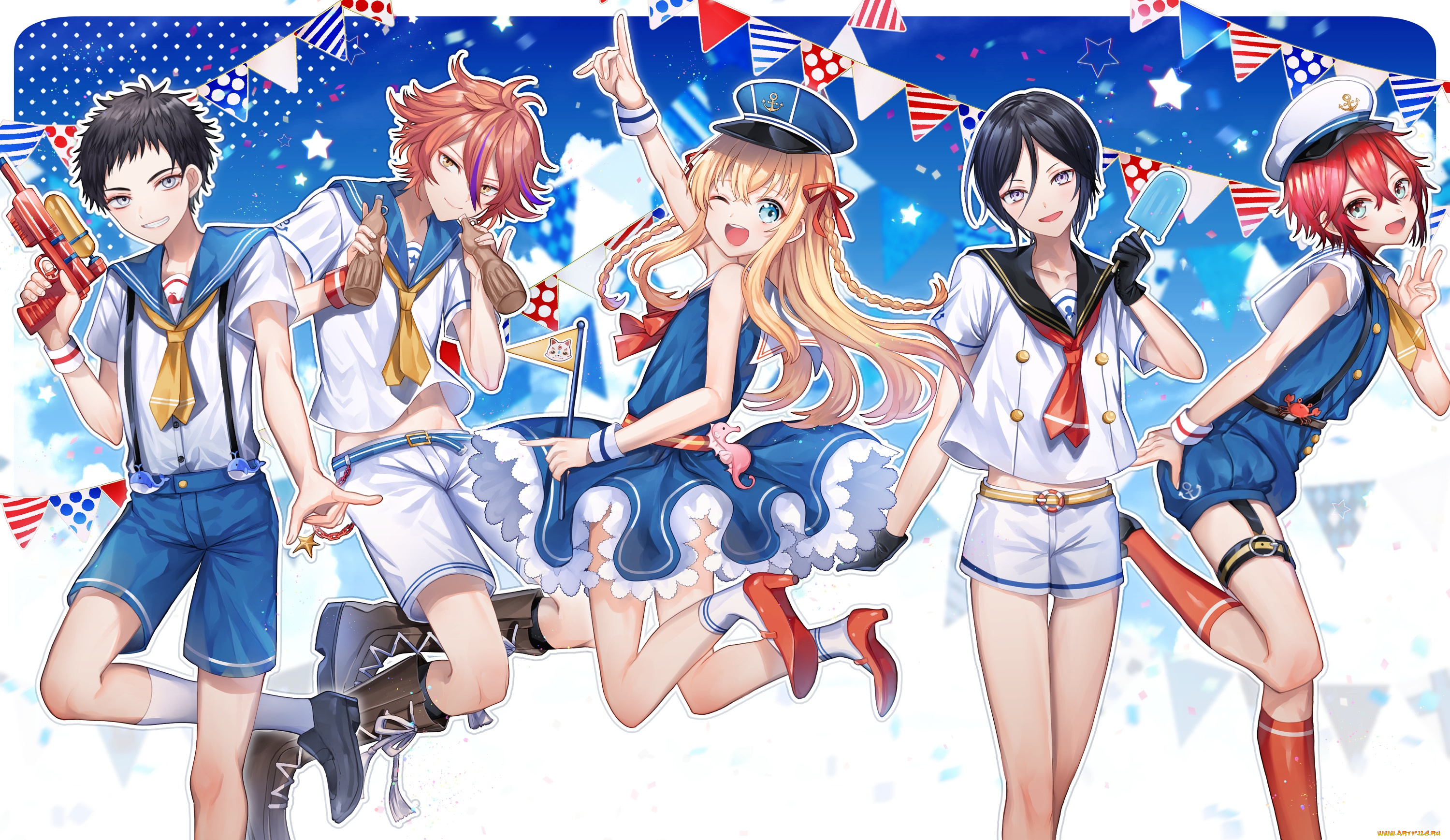 аниме, touken, ranbu, девушки, фон, взгляд