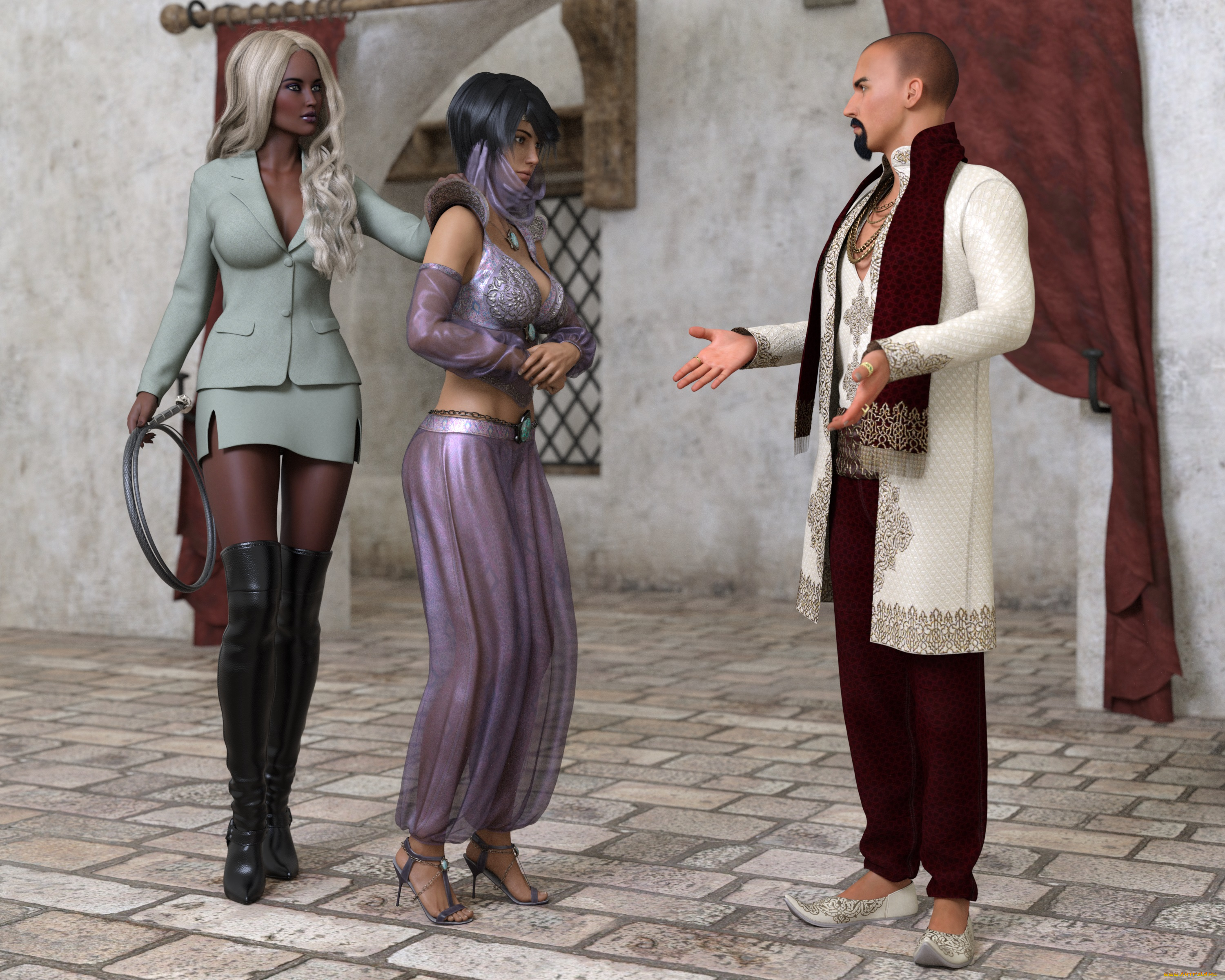 3д, графика, фантазия, , fantasy, фон, взгляд, девушки