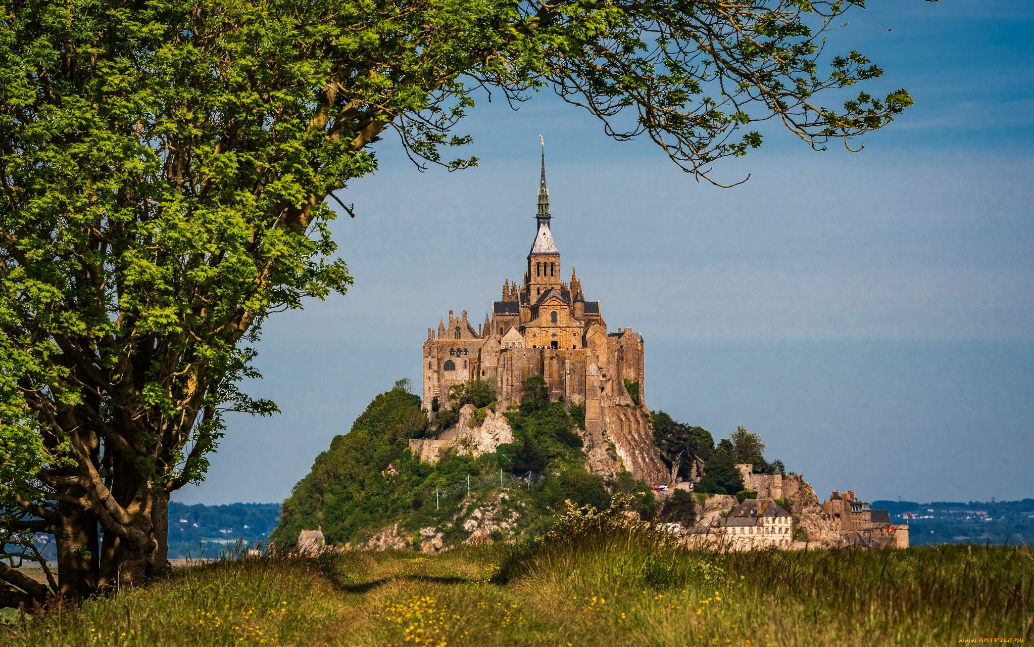 города, крепость, мон-сен-мишель, , франция, крепость