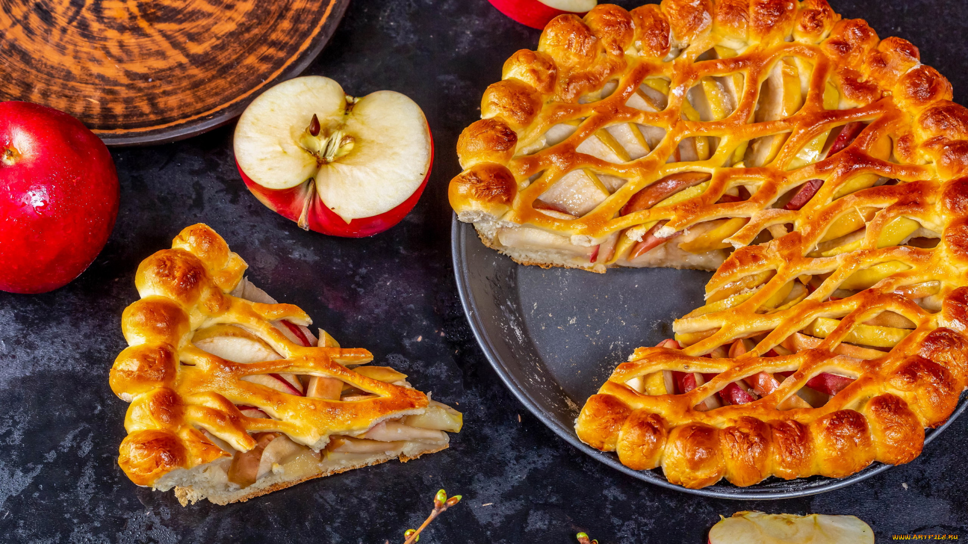 еда, пироги, яблоки, пирог, яблочный