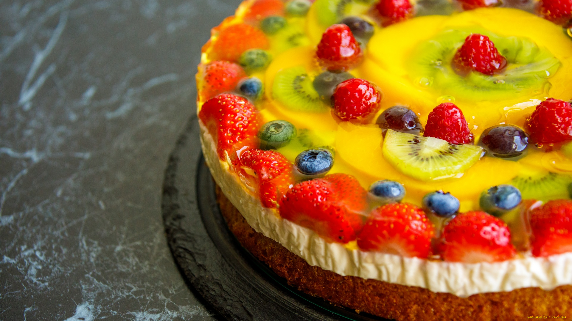 еда, торты, ягоды, торт, киви, клубника