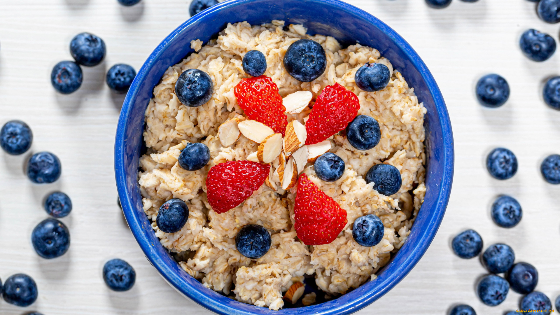 еда, вторые, блюда, овсяная, каша, малина, черника