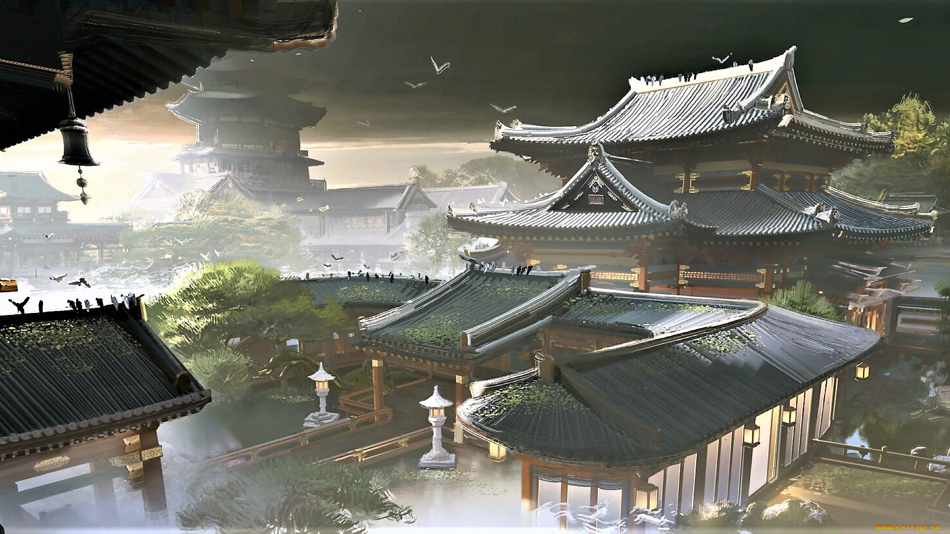 рисованное, города, дома