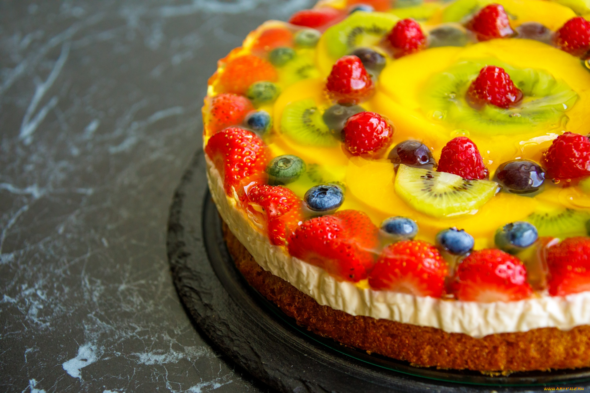 еда, торты, ягоды, торт, киви, клубника