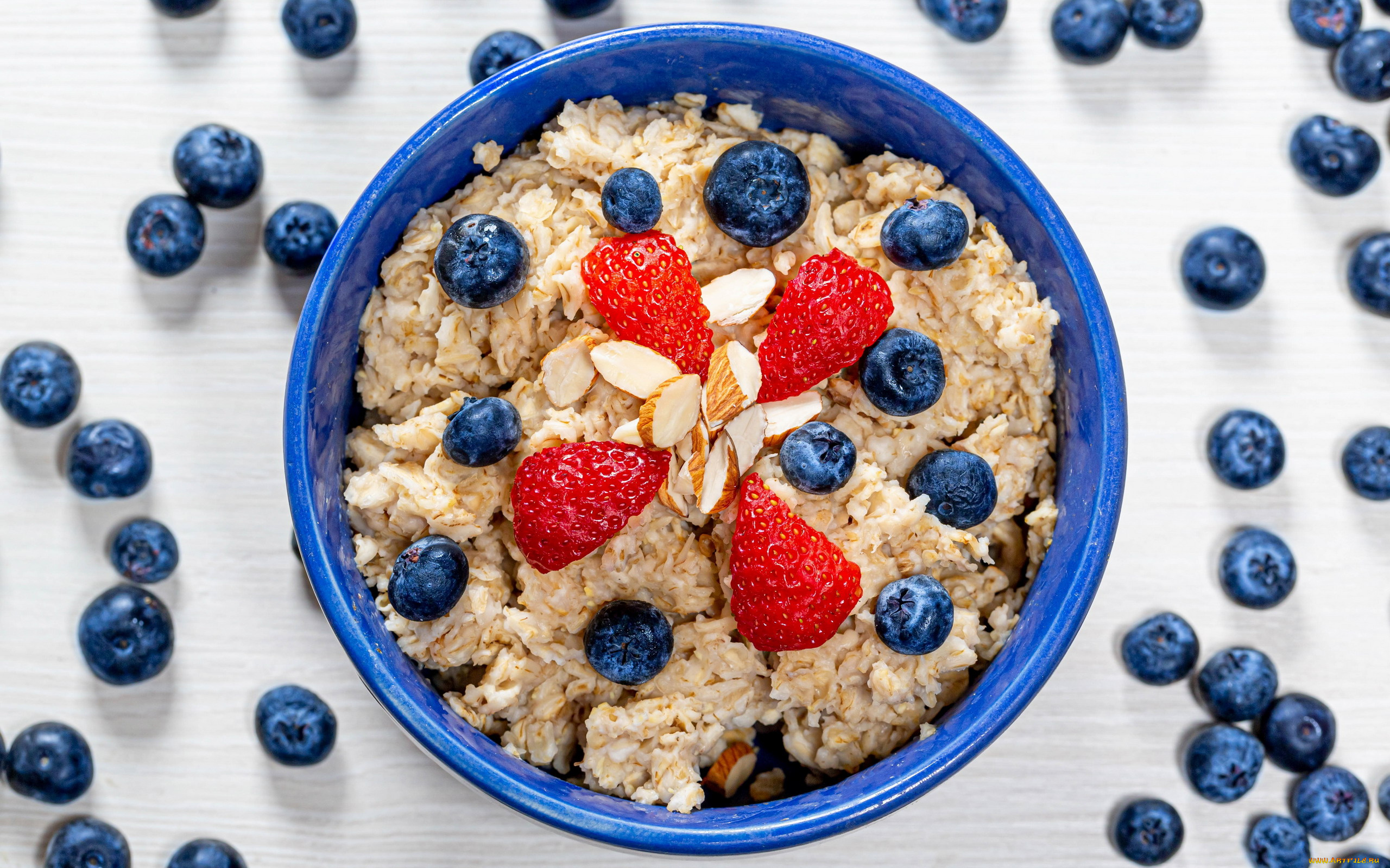 еда, вторые, блюда, овсяная, каша, малина, черника