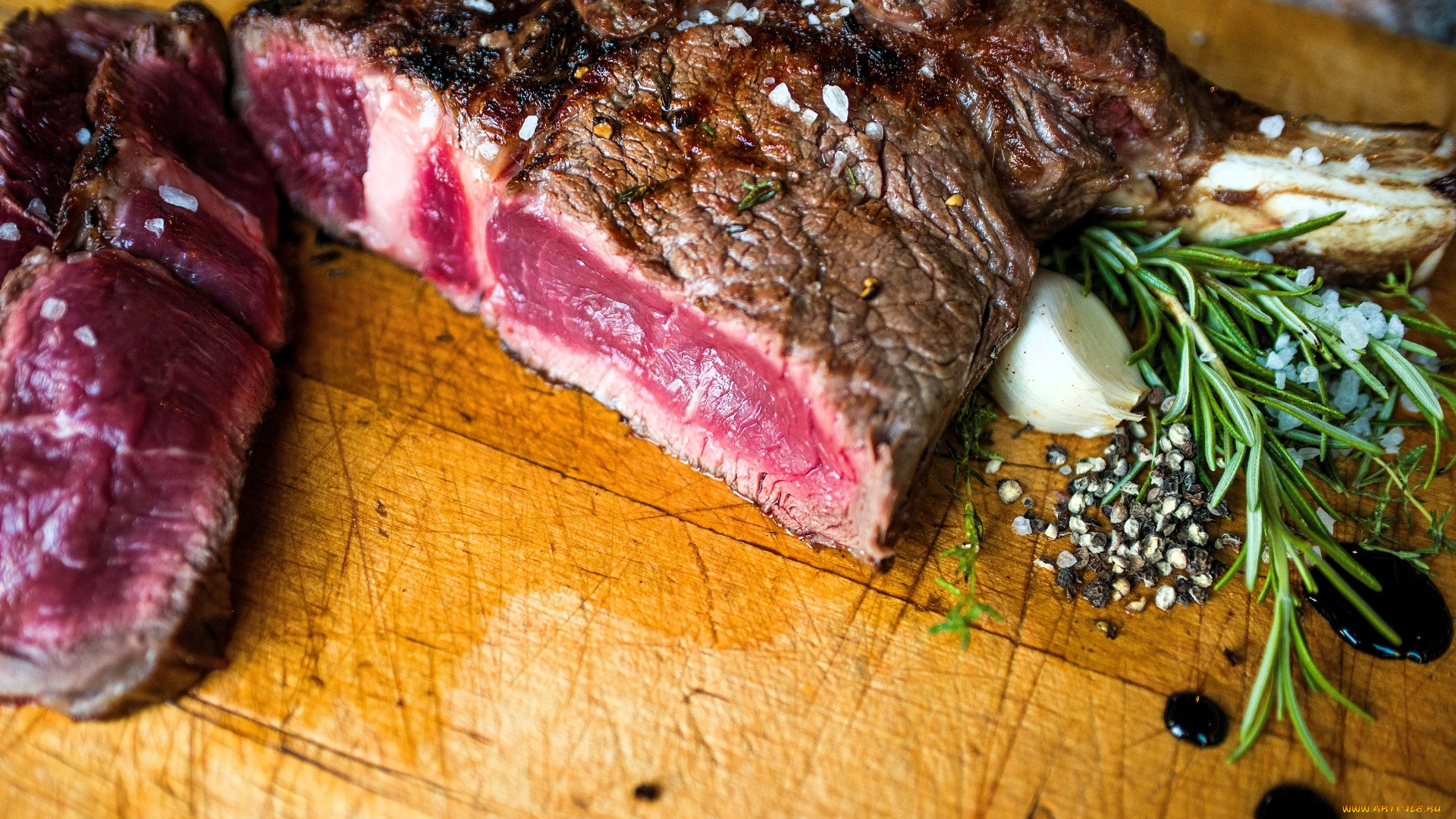 еда, мясные, блюда, мясо, специи, трава