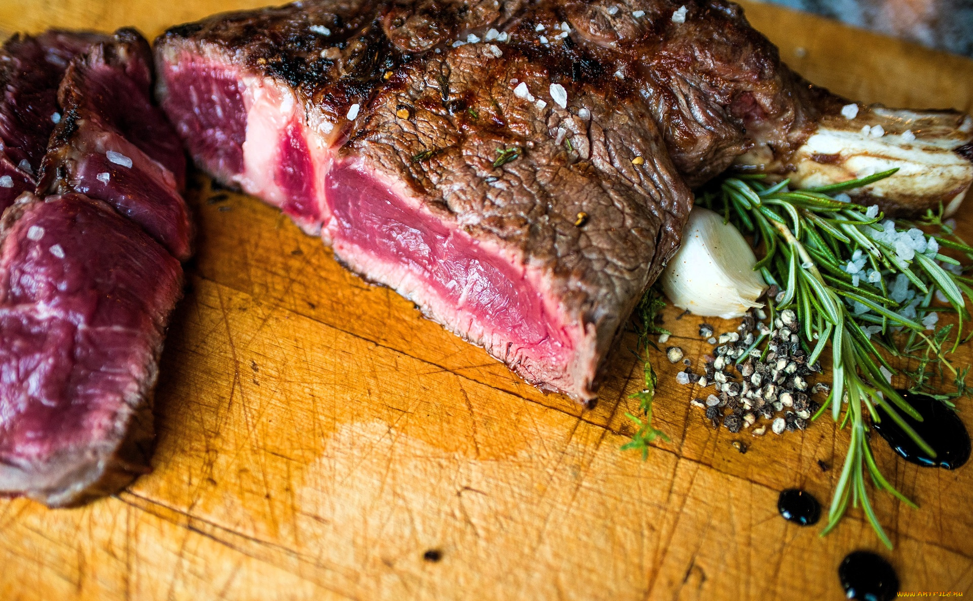 еда, мясные, блюда, мясо, специи, трава