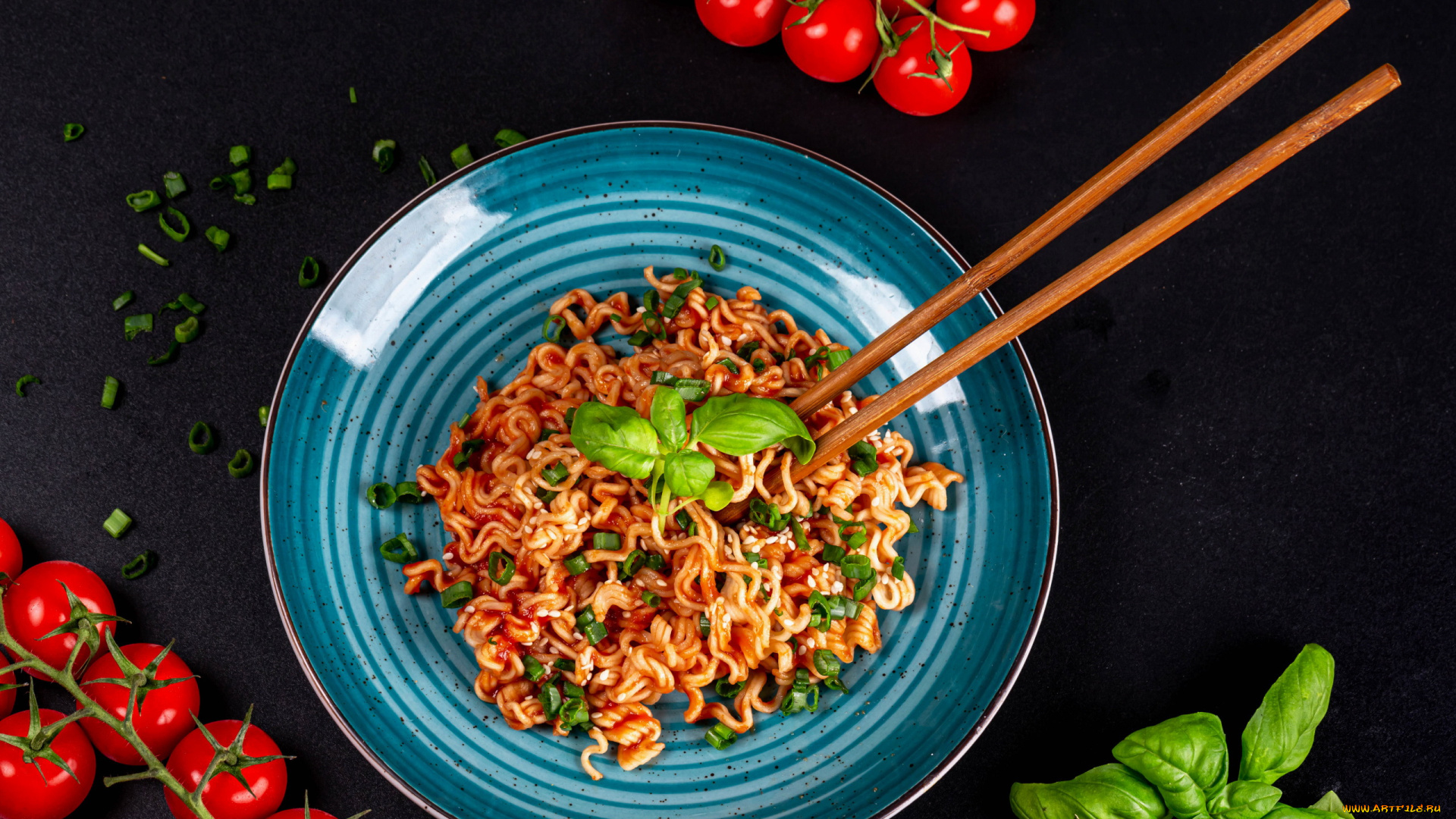 еда, макароны, , макаронные, блюда, помидоры, базилик, лапша