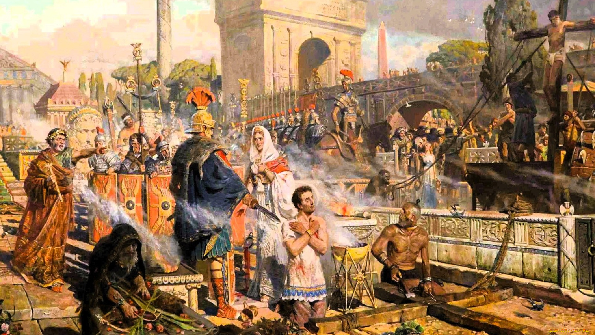 рисованное, павел, рыженко, люди, римляне, солдаты, казнь, город, крест