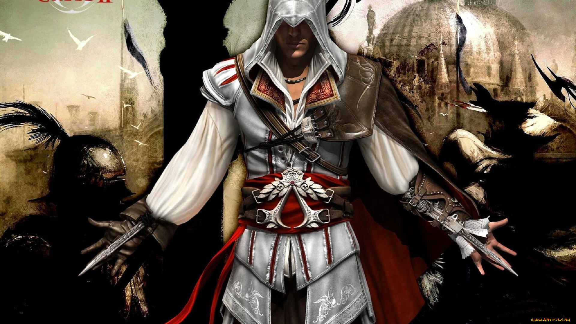 видео, игры, assassin`s, creed, ii, ассасин, эцио, лезвия, оружие, купол, люди