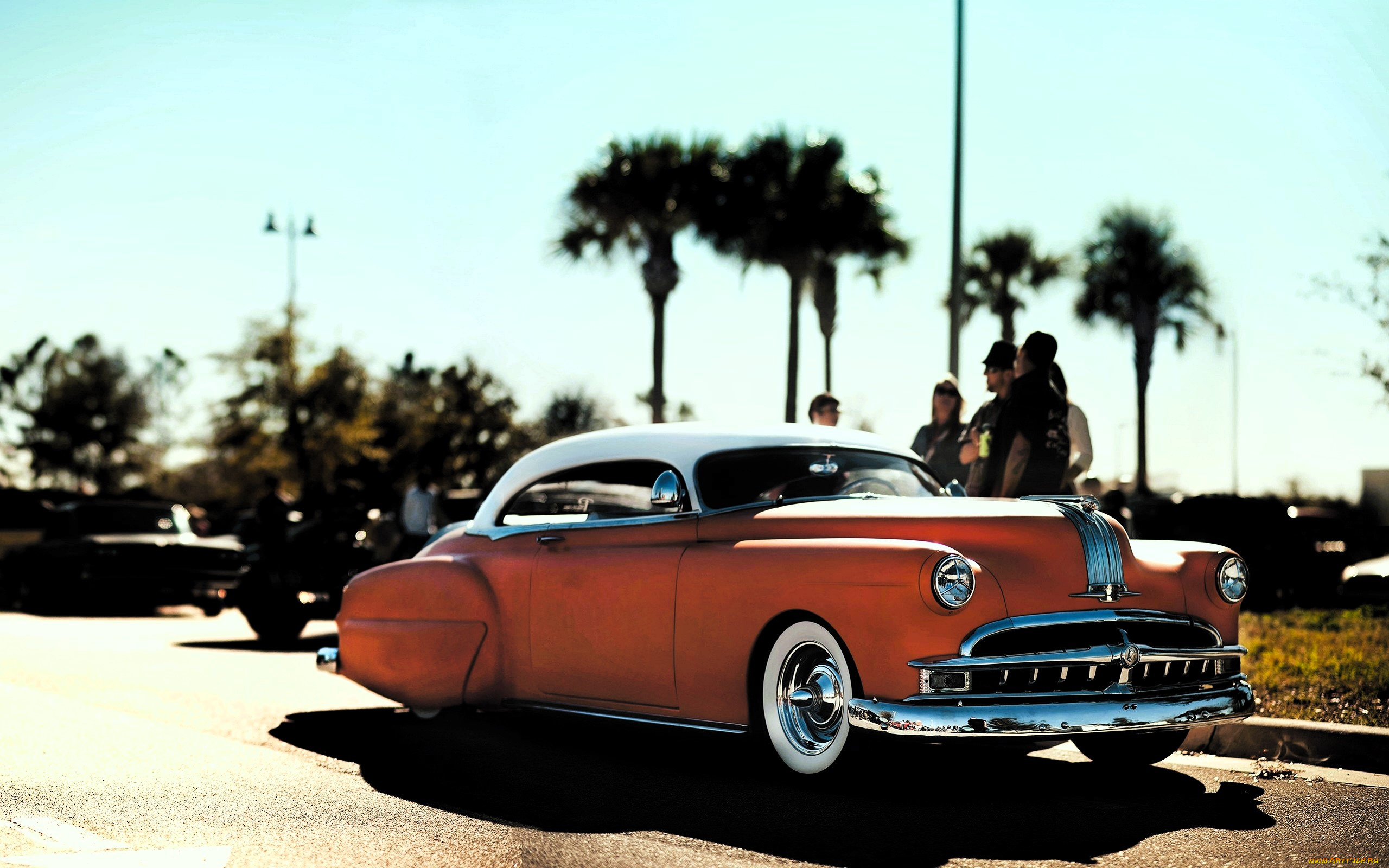 pontiac, star, chief, автомобили, pontiac, красный, ретро, люди, пальмы