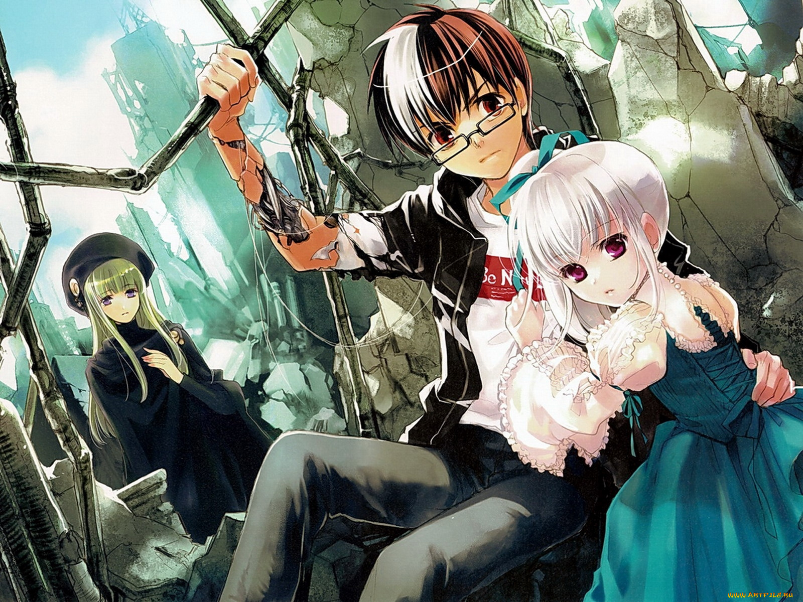 аниме, weapon, blood, technology