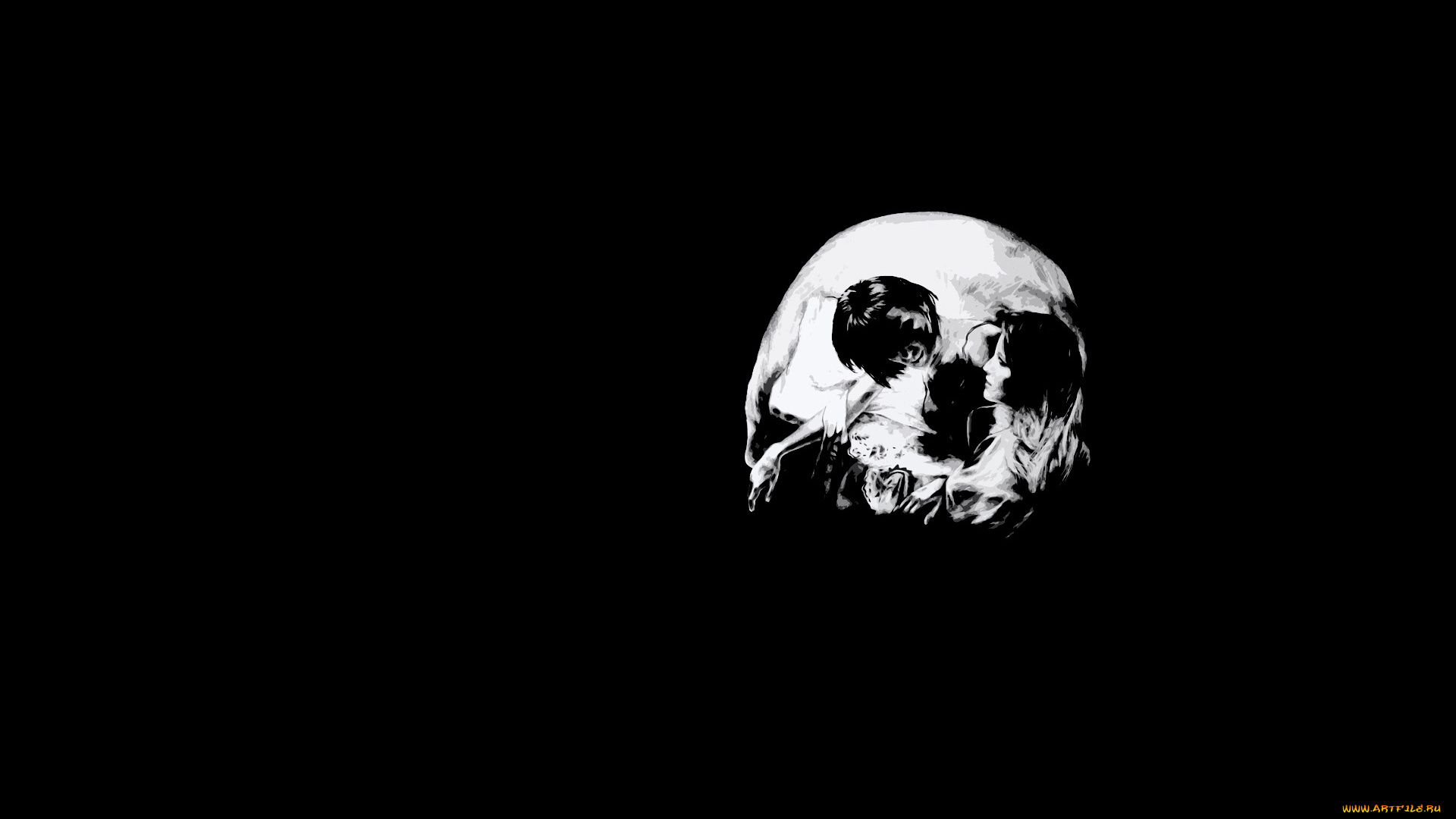 3д, графика, другое, тёмный, череп, девушки