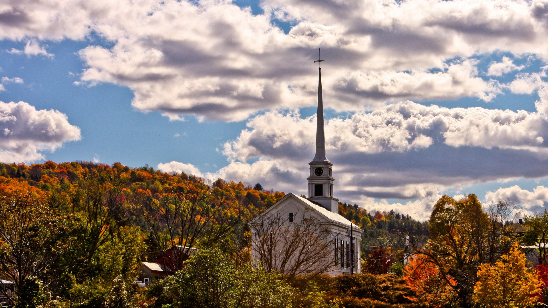 города, пейзажи, облака, осень
