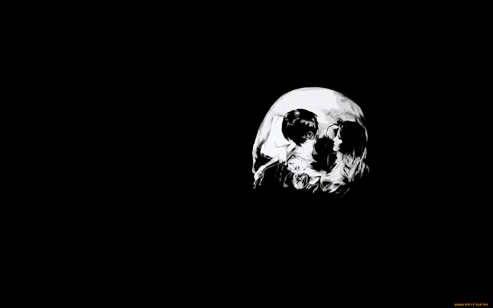 3д, графика, другое, тёмный, череп, девушки