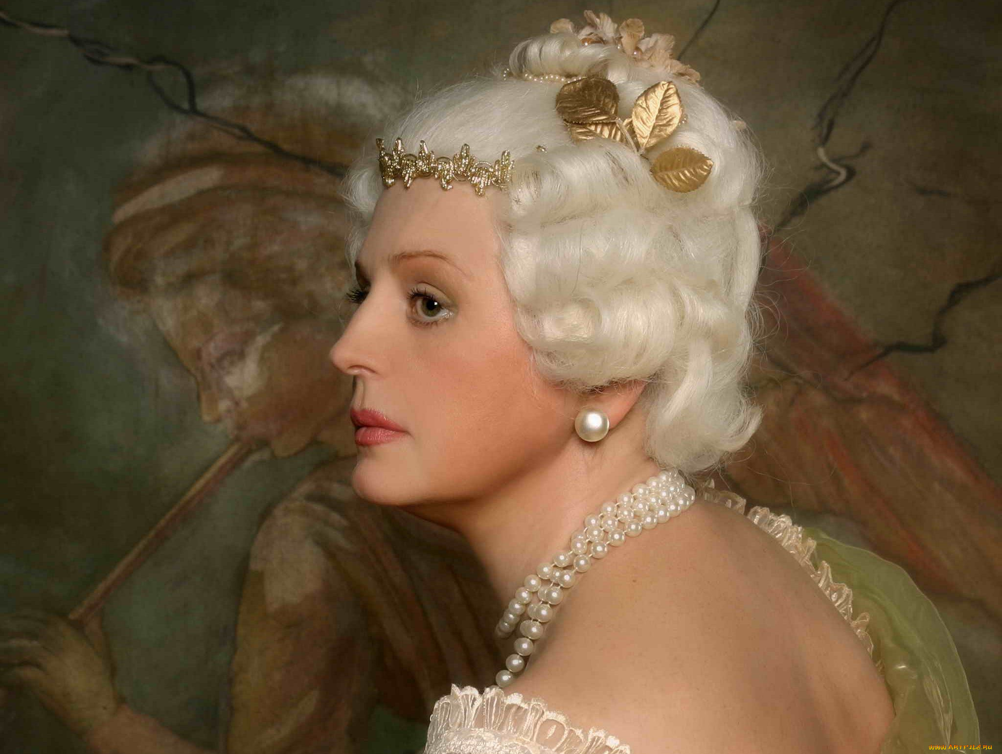 Татьяна, Ташкова, девушки, жемчуг, диадема, парик