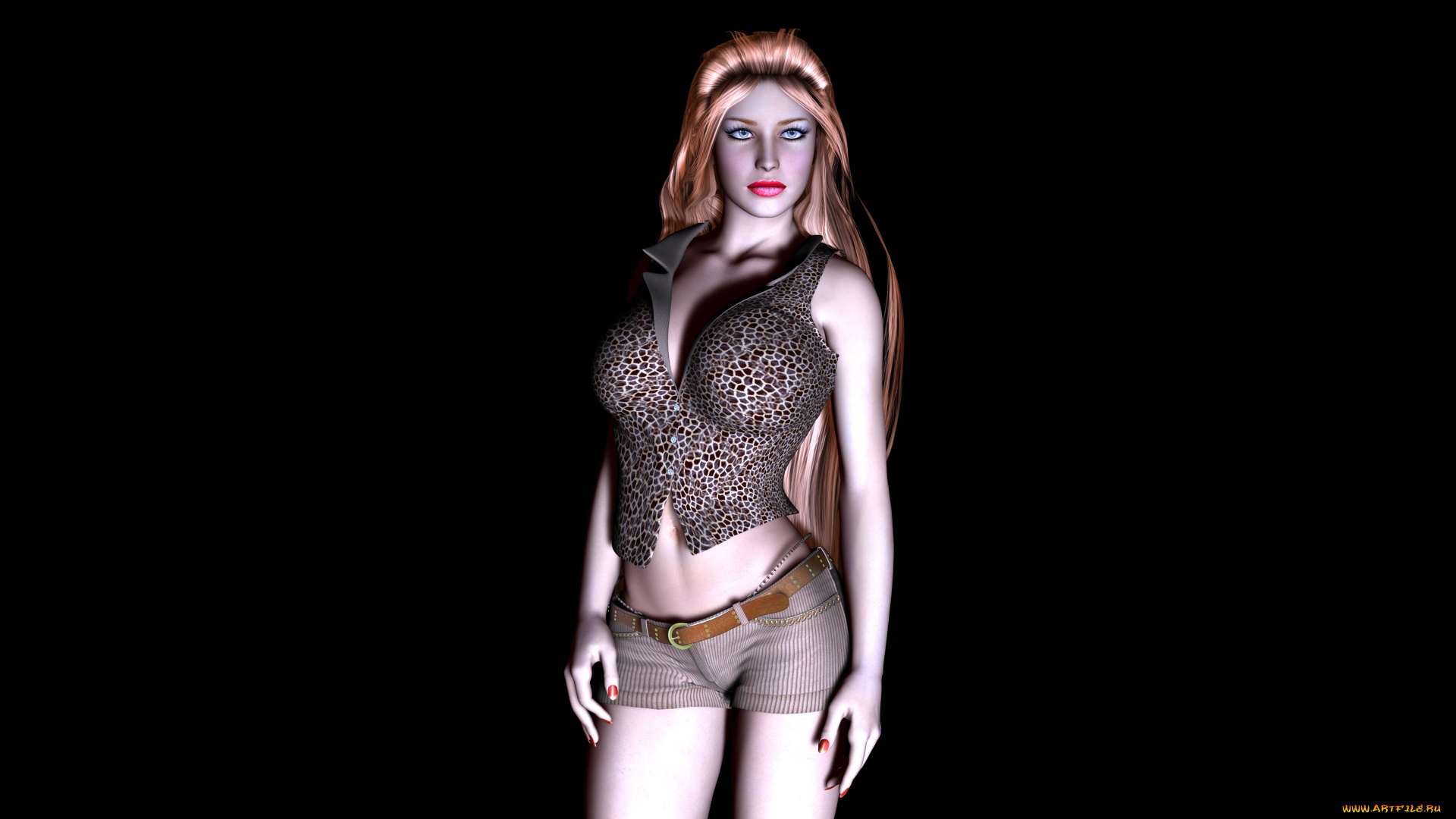 3д, графика, people, люди, рыжеволосая, взгляд